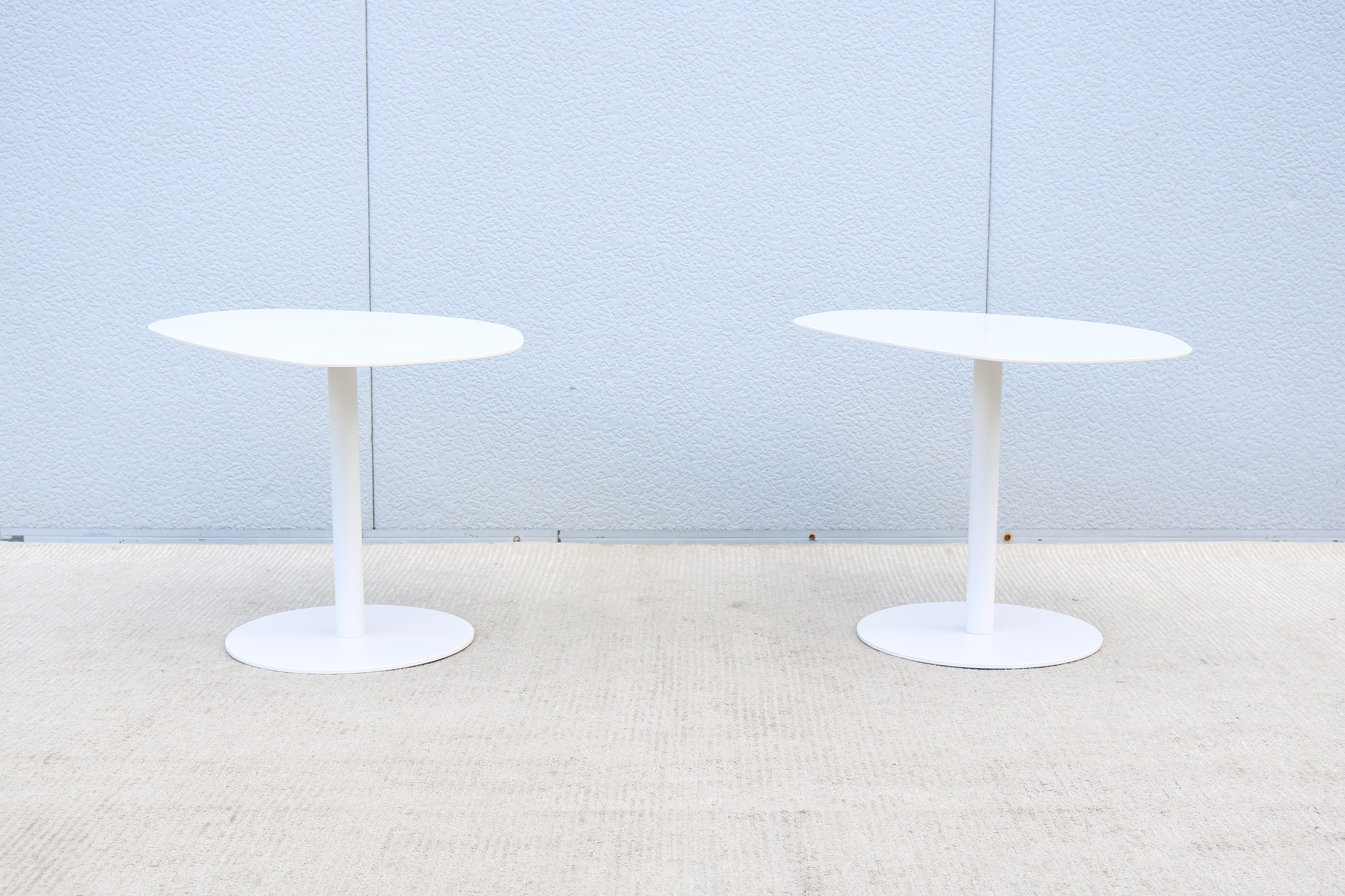 Steel Mid-Century Modern Organic Forms Side Tables Attributed to Morten Voss - a Pair For Sale