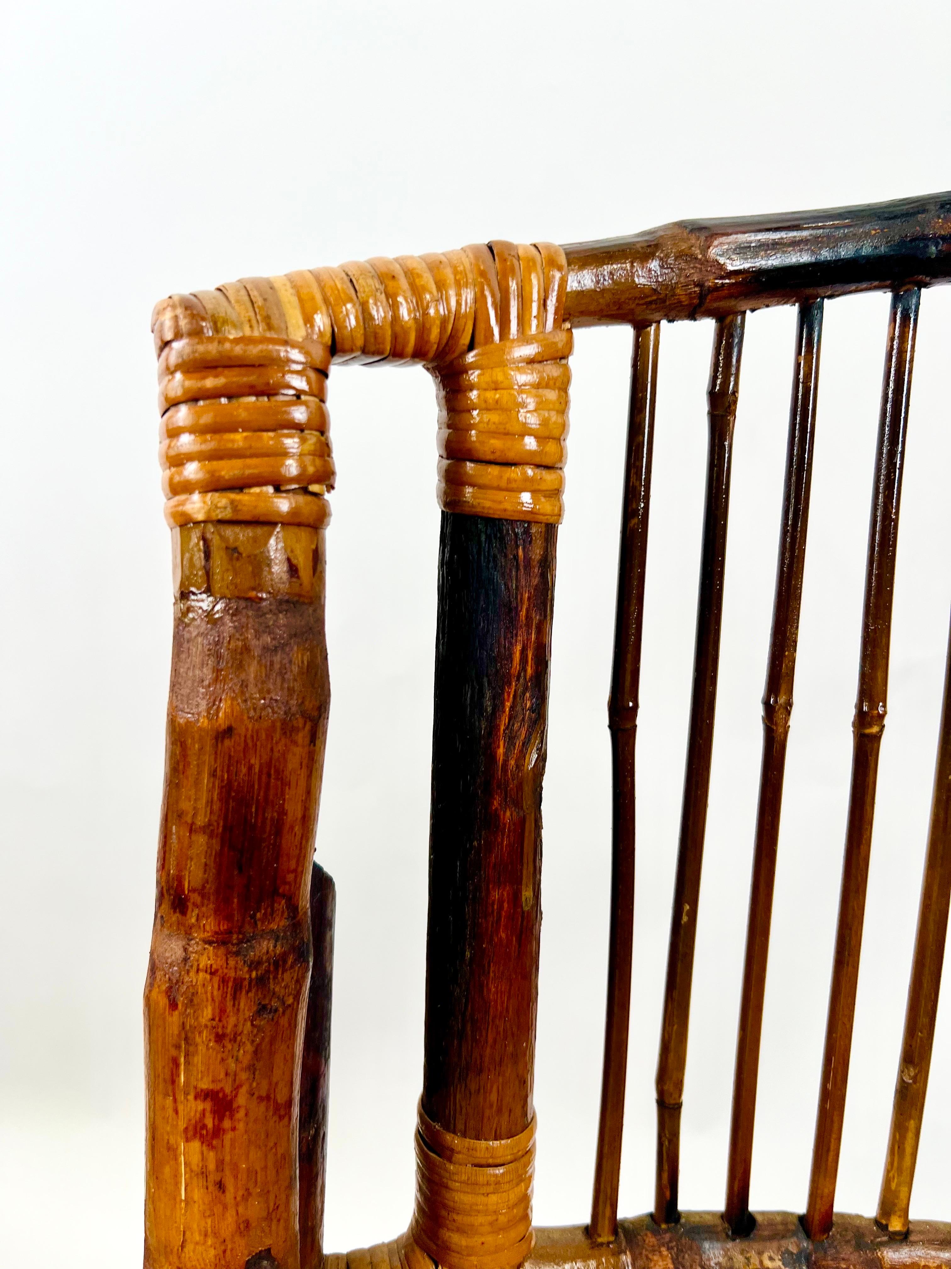 Silla plegable de bambú orgánico artesanal moderno de mediados de siglo, set de 4 en venta 6