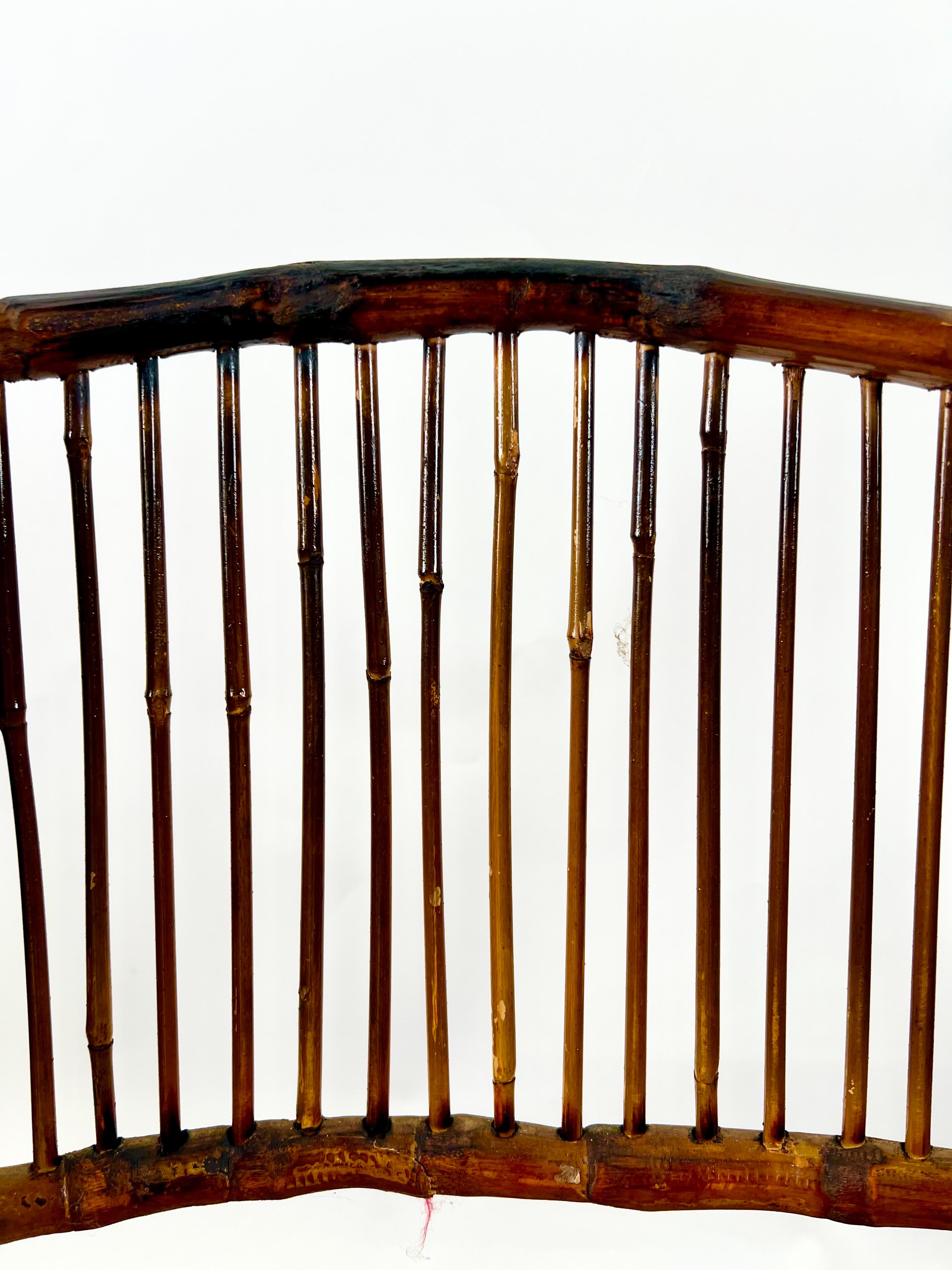 Silla plegable de bambú orgánico artesanal moderno de mediados de siglo, set de 4 en venta 7