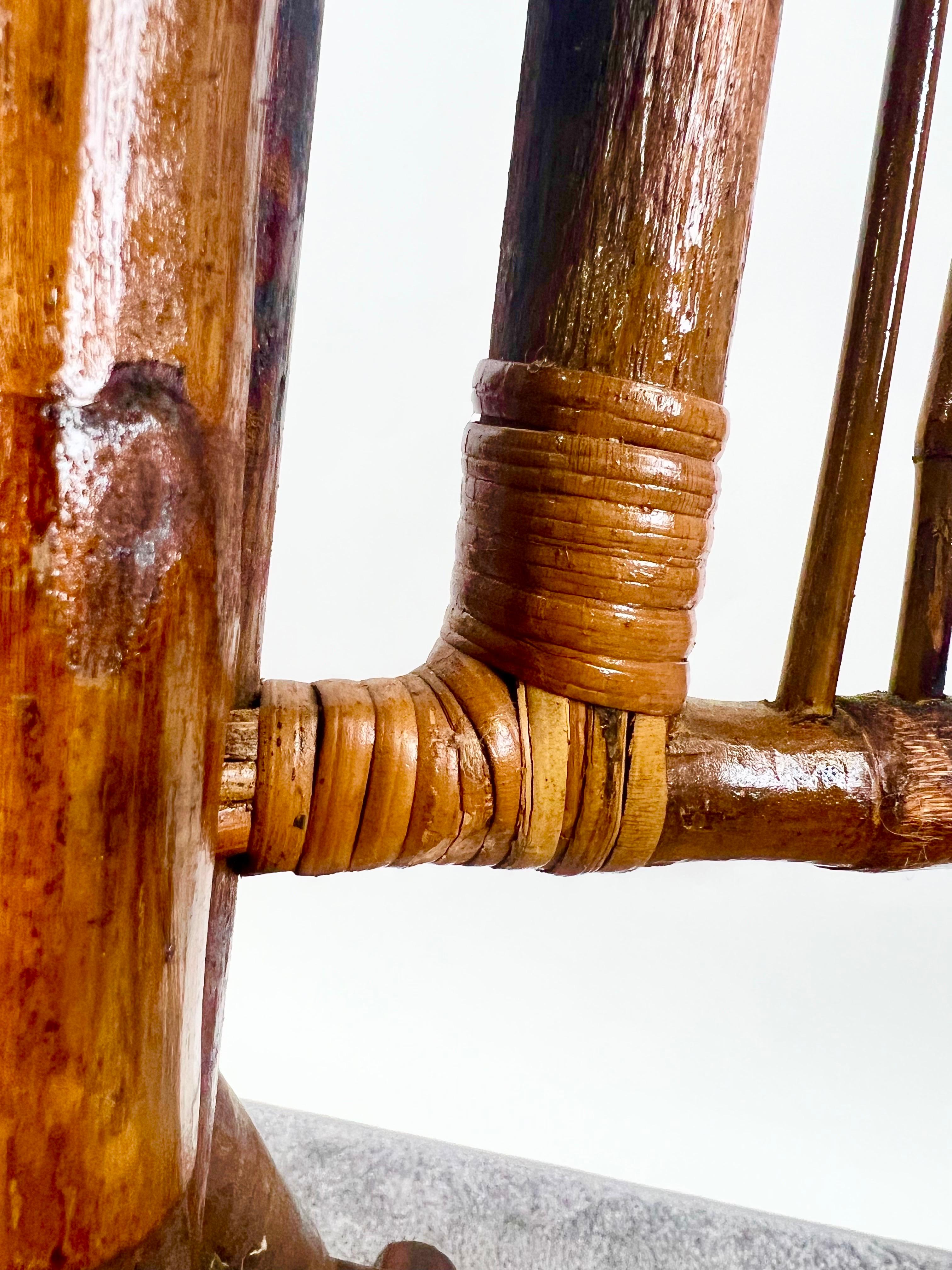 Silla plegable de bambú orgánico artesanal moderno de mediados de siglo, set de 4 en venta 9