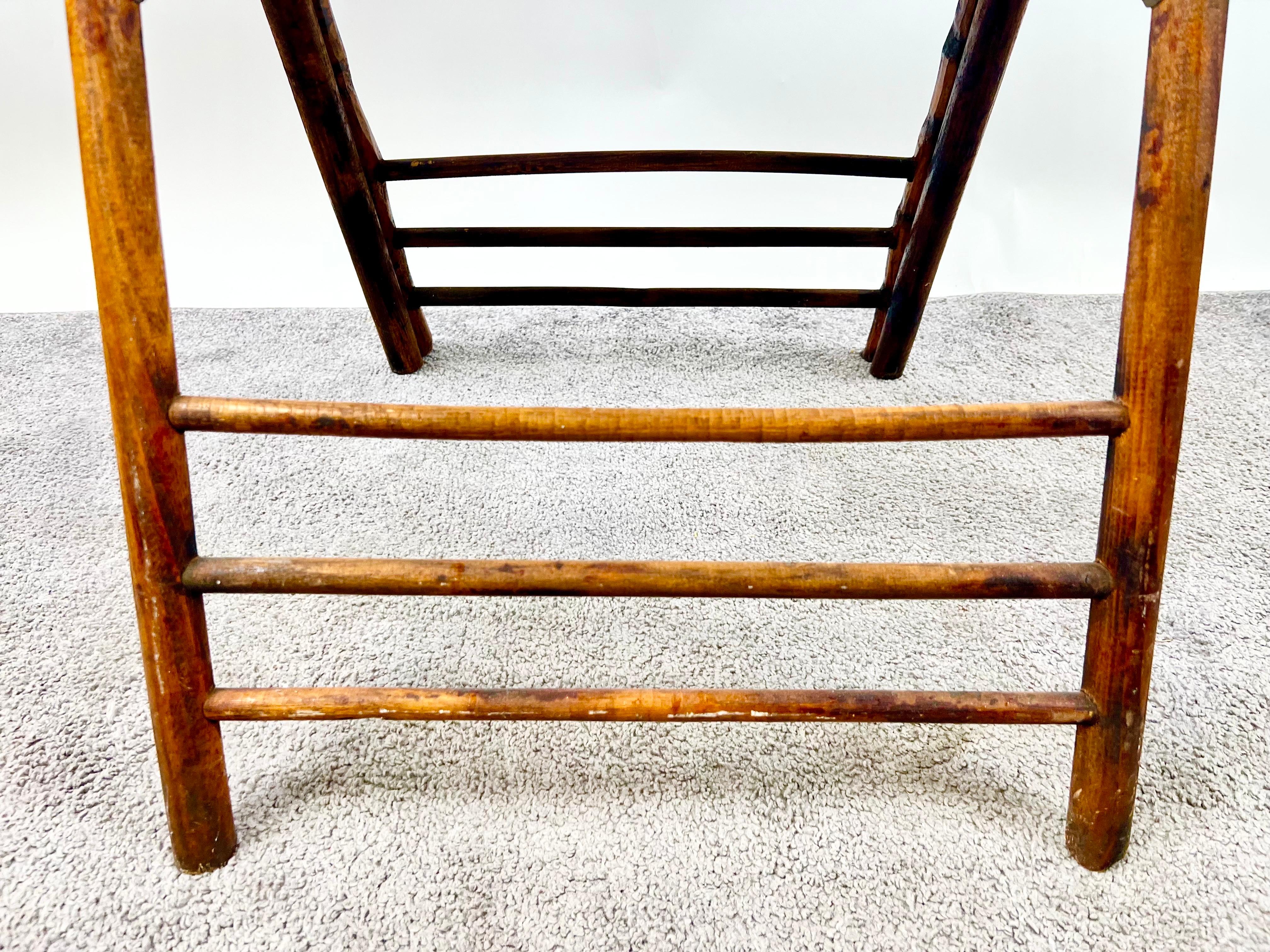 Silla plegable de bambú orgánico artesanal moderno de mediados de siglo, set de 4 en venta 12