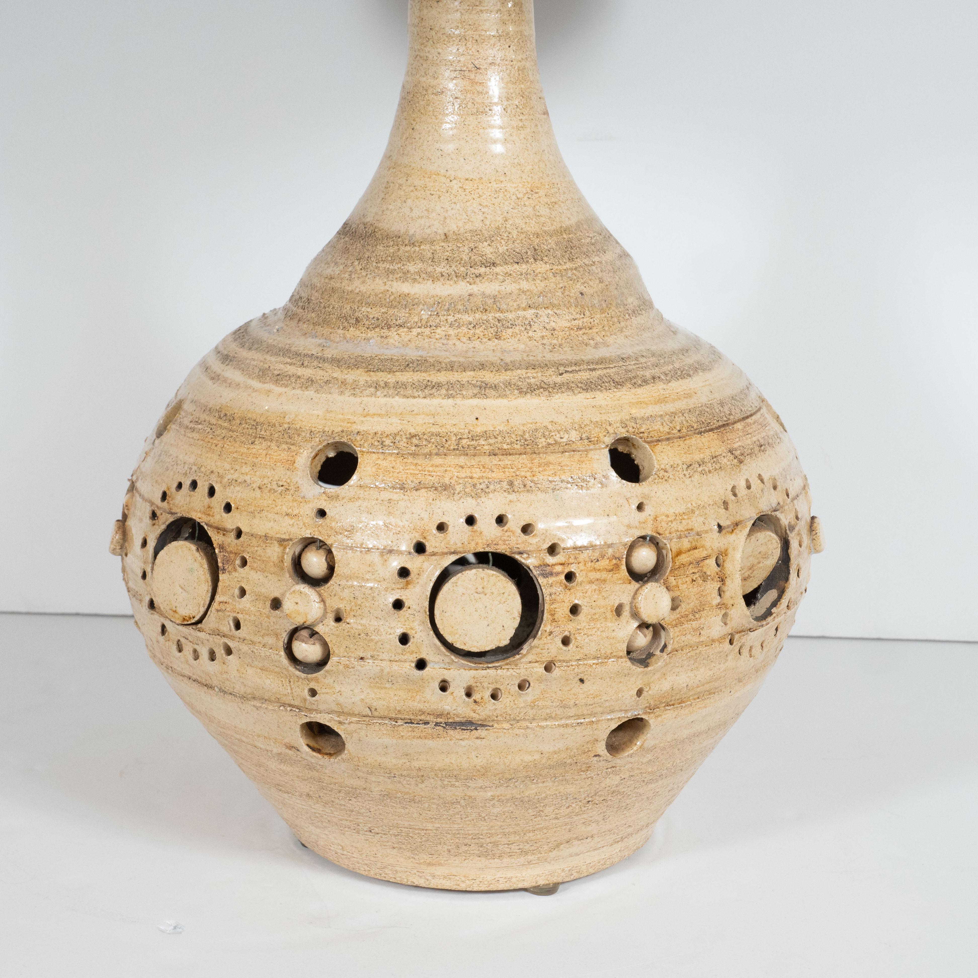 Mid-Century Modern Organic Handpainted Ceramic Table Lamp by Georges Pelletier 1
