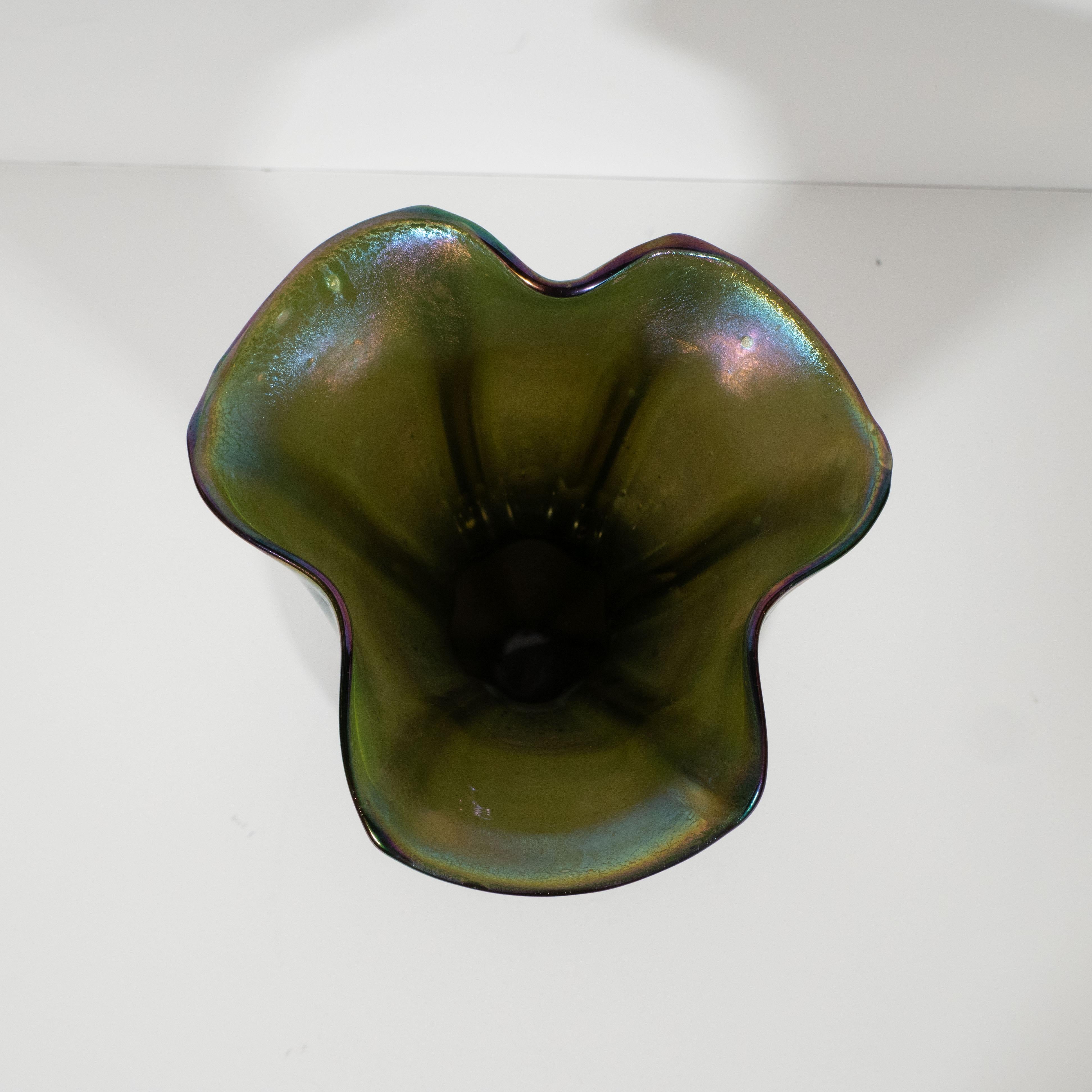 Mid-Century Modern Organic Iridescent Favrile Handblown Glass Vase 2