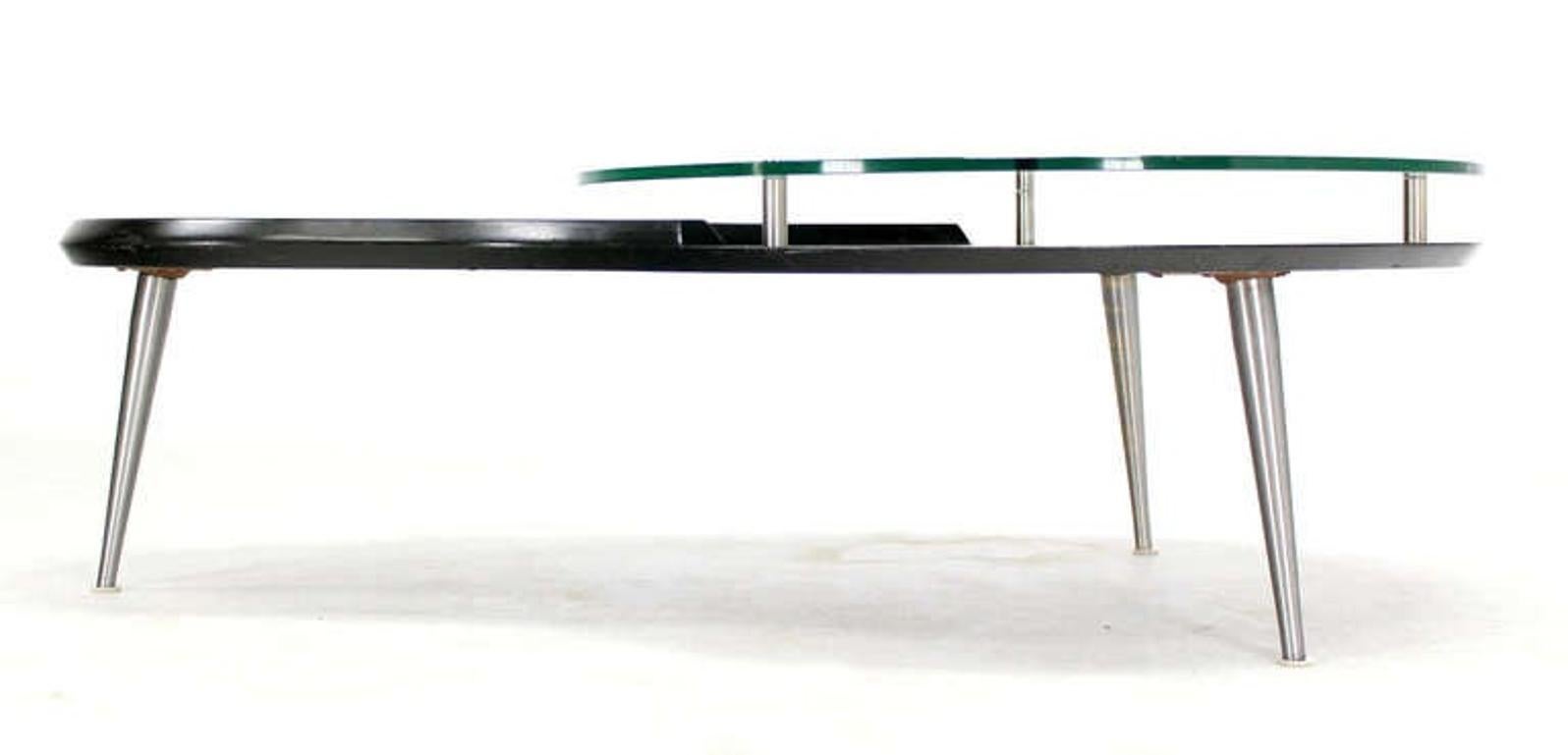 Américain Table basse en forme de rein organique, moderne du milieu du siècle dernier, avec plateau en verre surélevé MINT ! en vente