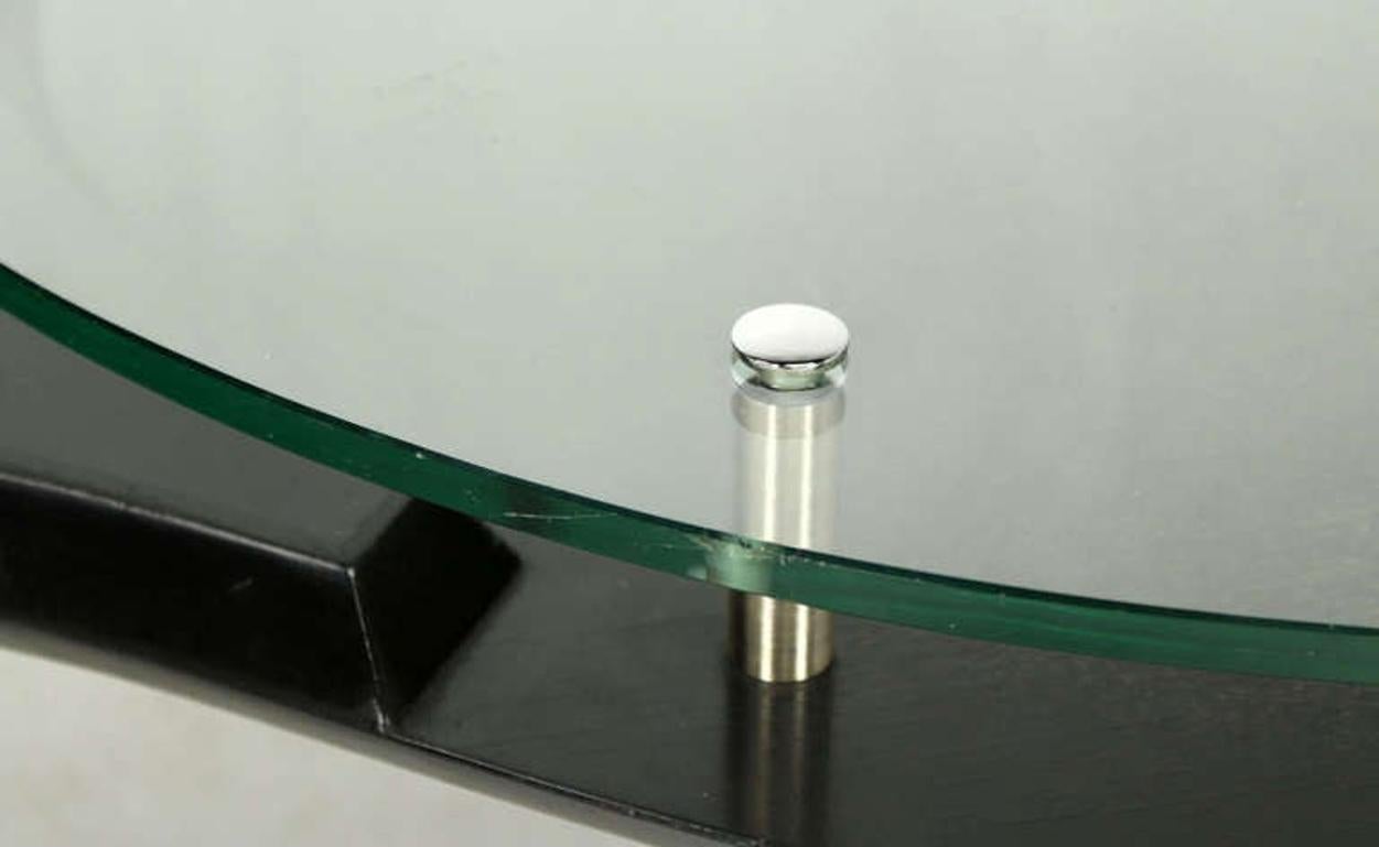 Blackened Mid-Century Modern Organic Kidney Shape Elevated Glass Top Coffee Table MINT! For Sale