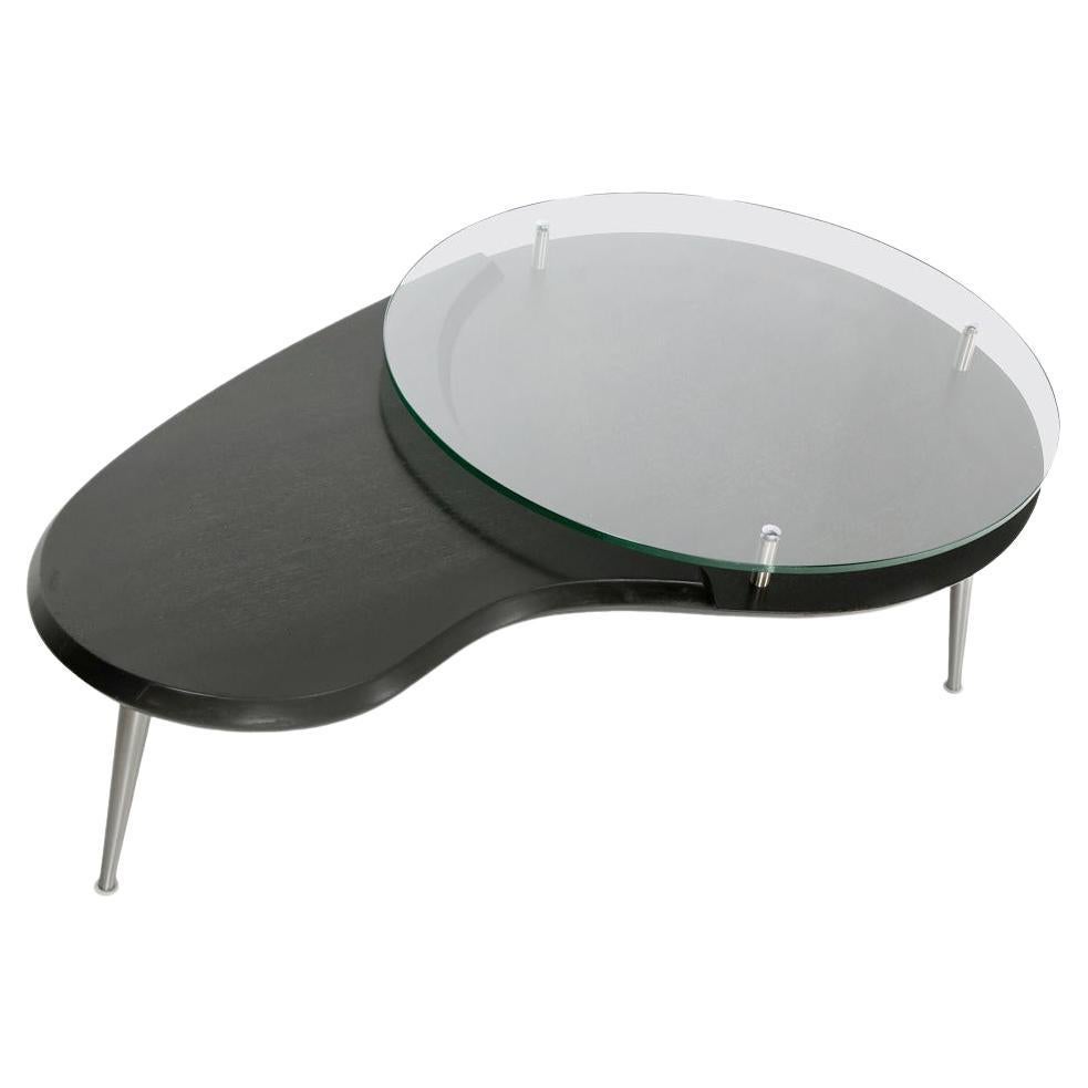 Mid-Century Modern Organic Kidney Shape Elevated Glass Top Coffee Table MINT! For Sale