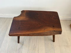 Mid-Century Modern Organic Live Edge Studio Craft Walnut 3 Leg Stool or Bench