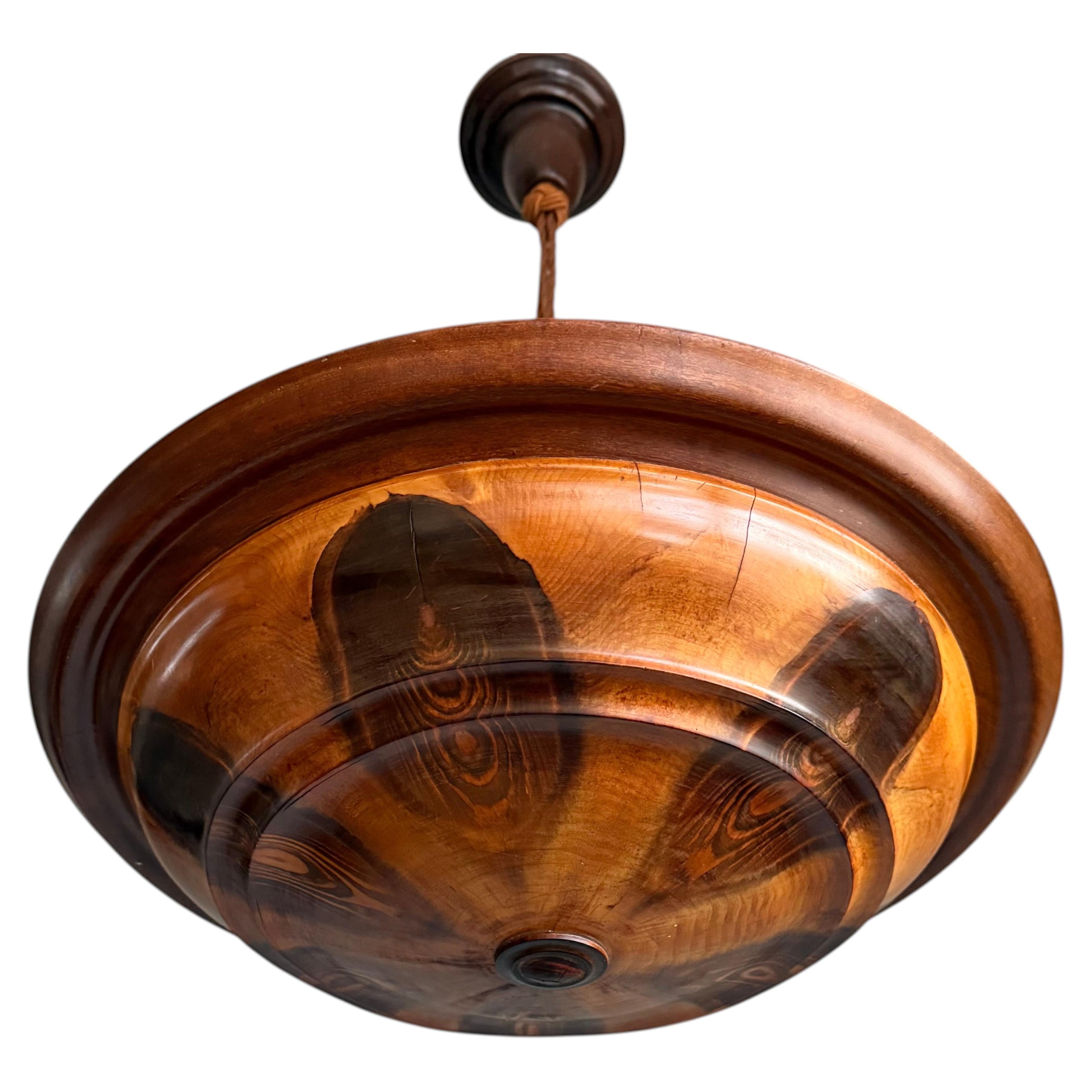 Sculpturale lampe suspendue en bois brésilien, milieu du siècle, forme organique riche