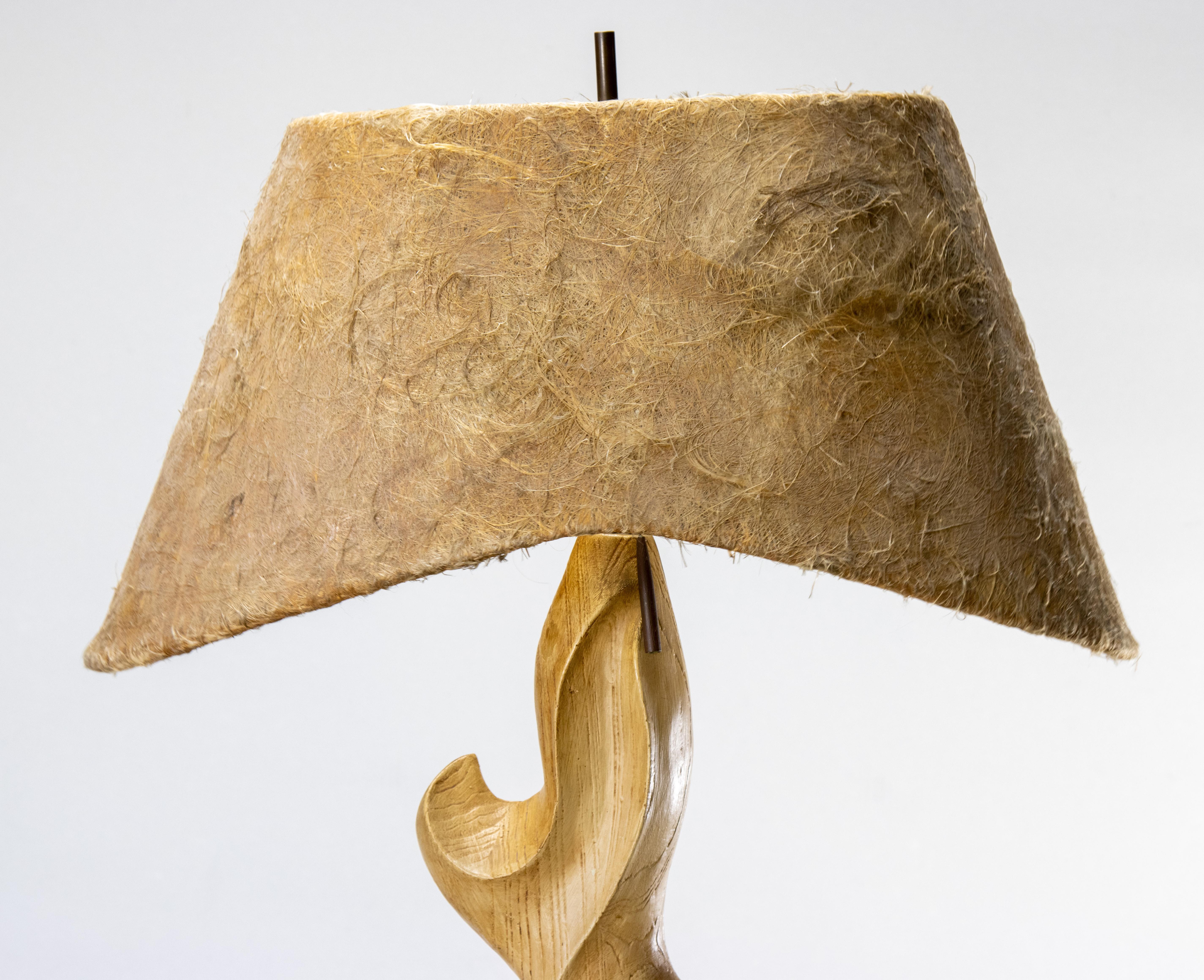 American Mid Century Modern Organic Sculptural ceramic Lamp after Heifetz w/ Horsehair sh For Sale