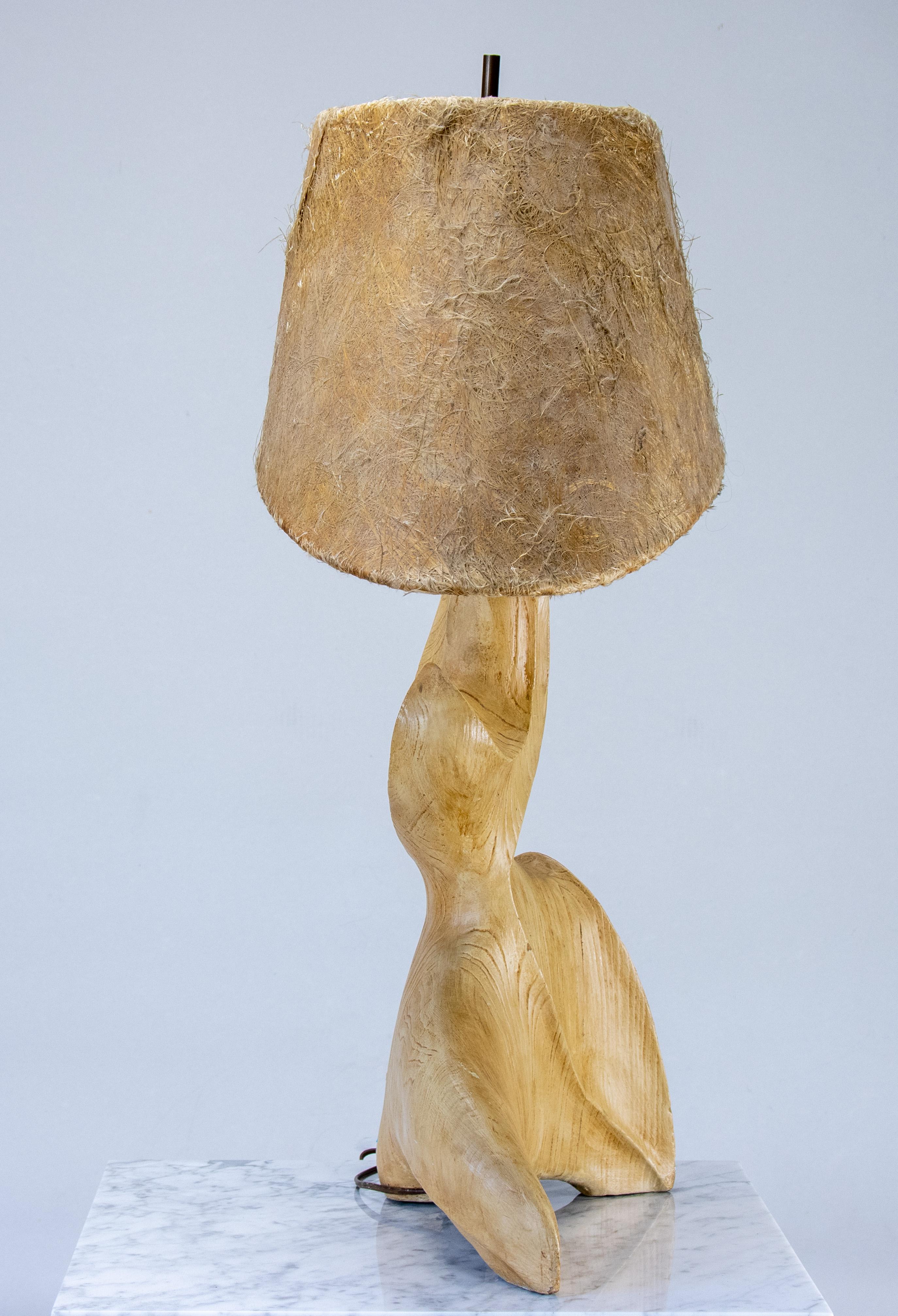 Ceramic Mid Century Modern Organic Sculptural ceramic Lamp after Heifetz w/ Horsehair sh For Sale