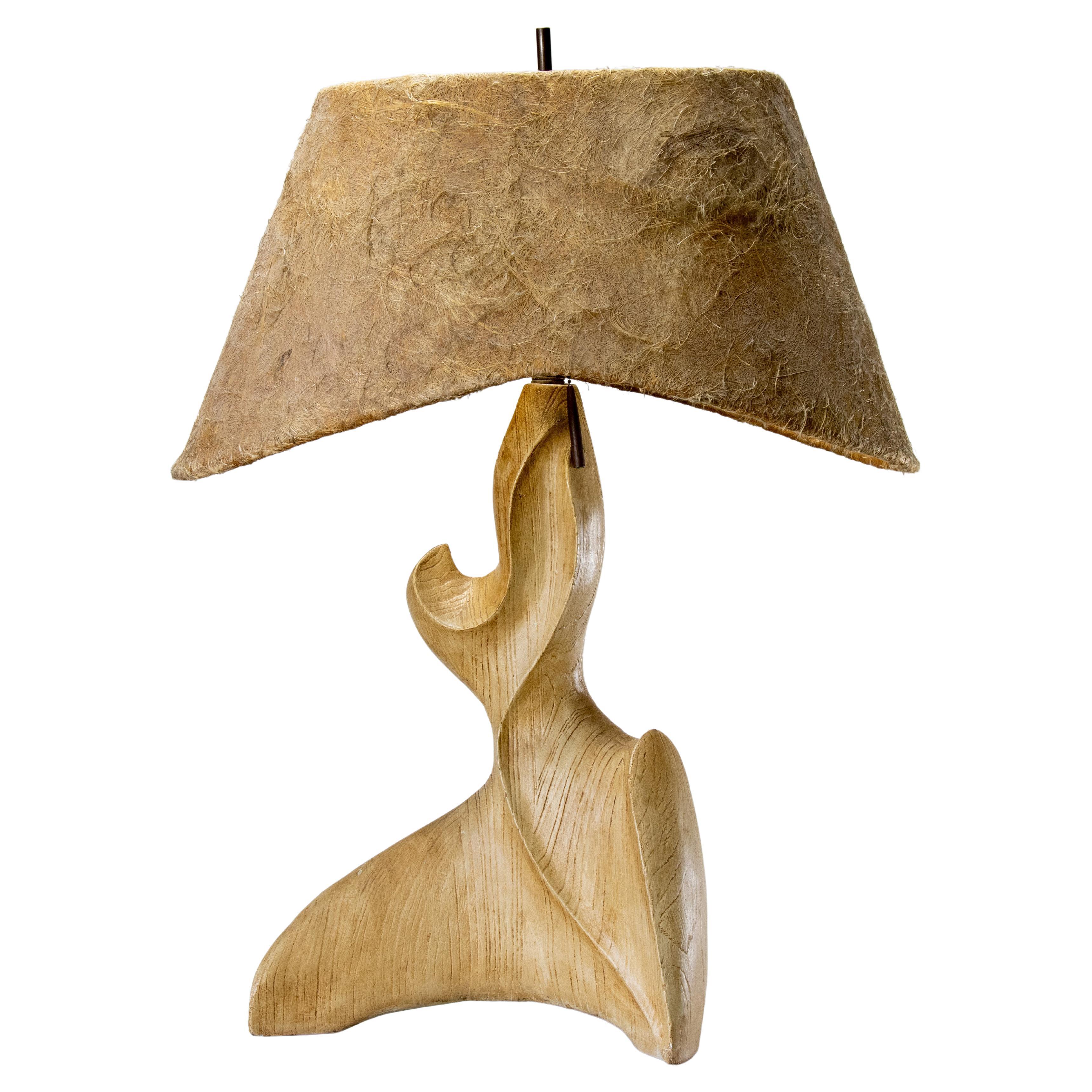 Mid Century Modern Organic Sculptural ceramic Lamp after Heifetz w/ Horsehair sh For Sale