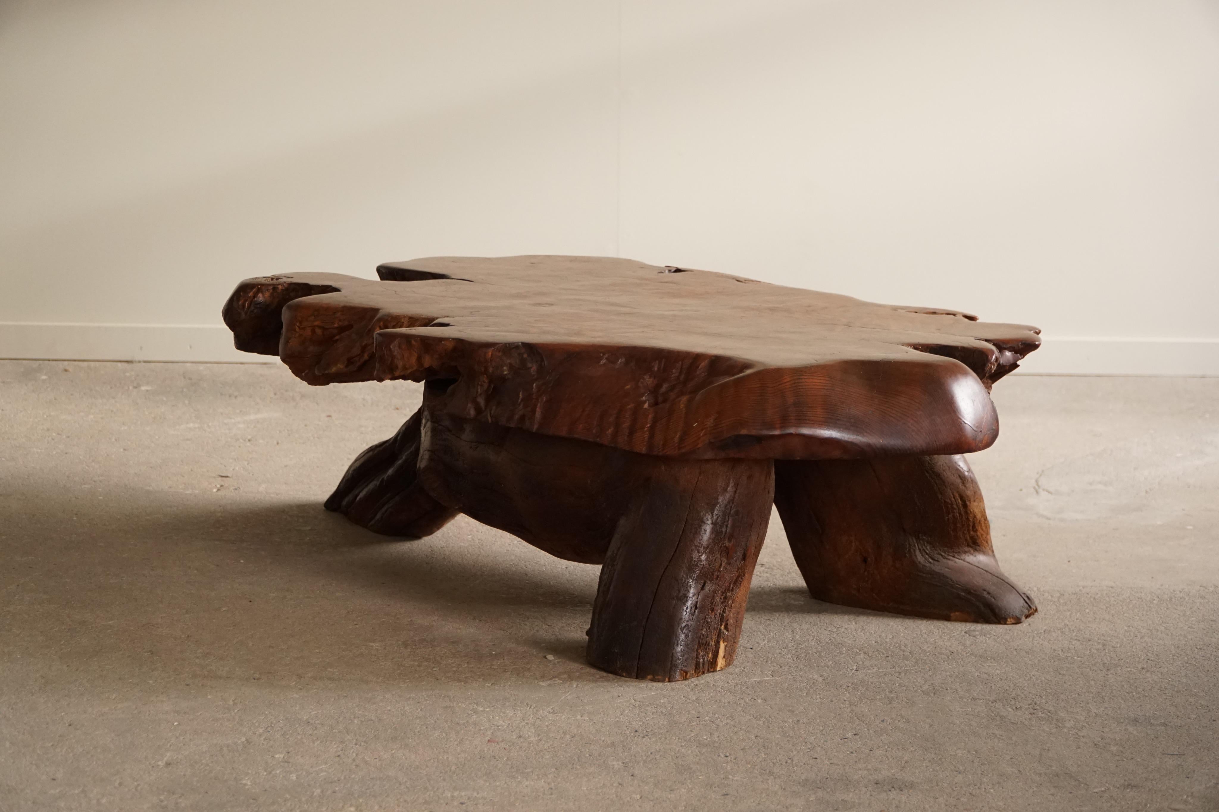 Mid-Century Modern, Organic Shaped Sofa Table in Solid Wood, Wabi Sabi, 1960s 1