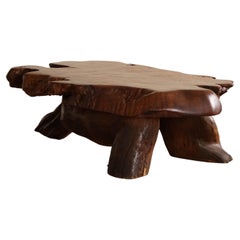 Table de canapé de forme organique, moderne du milieu du siècle dernier, en bois massif, Wabi Sabi, années 1960