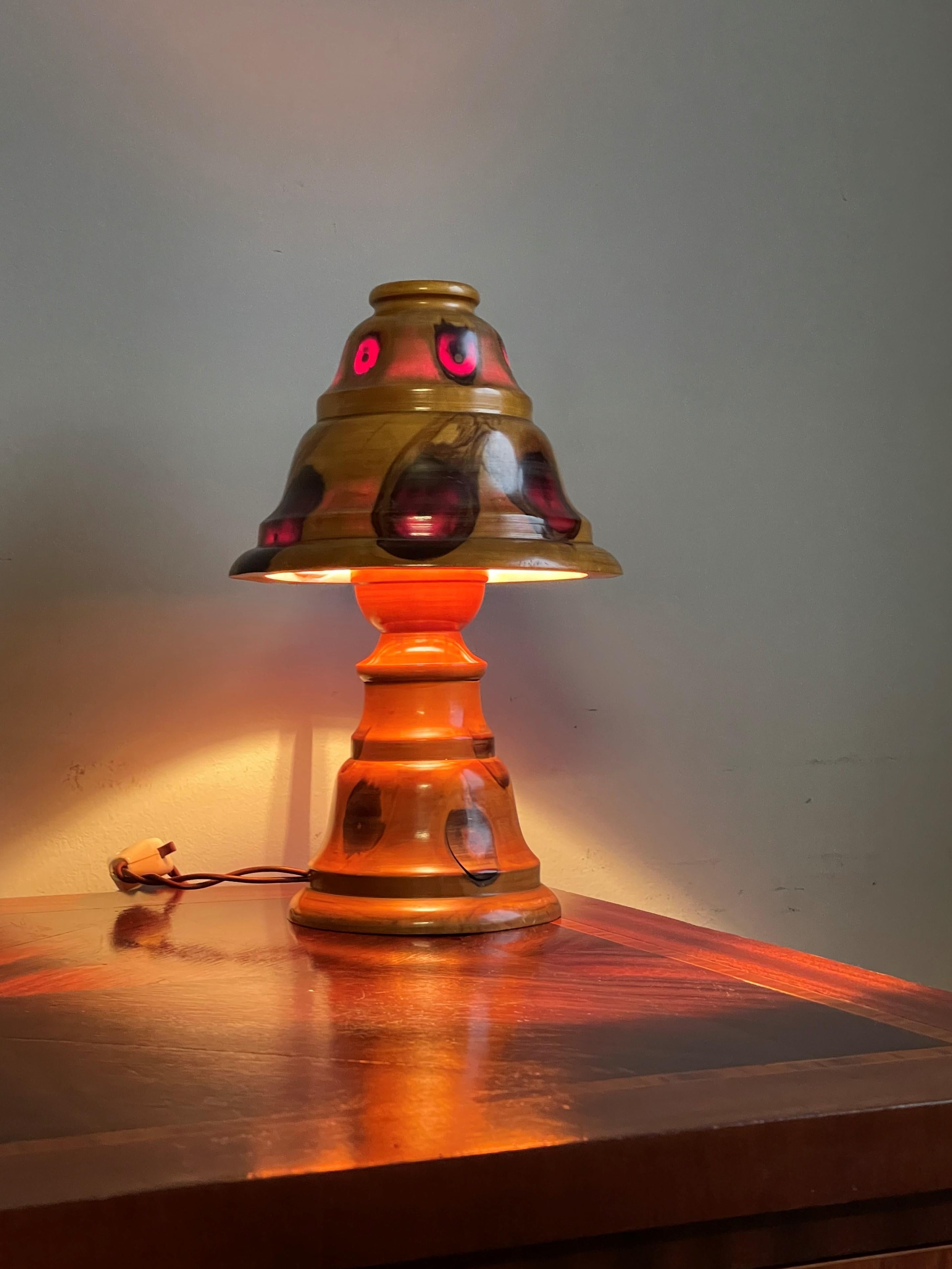 Lampe de table / bureau The Moderns Wood Wood w. Superbe motif de nœuds d'arbre 4