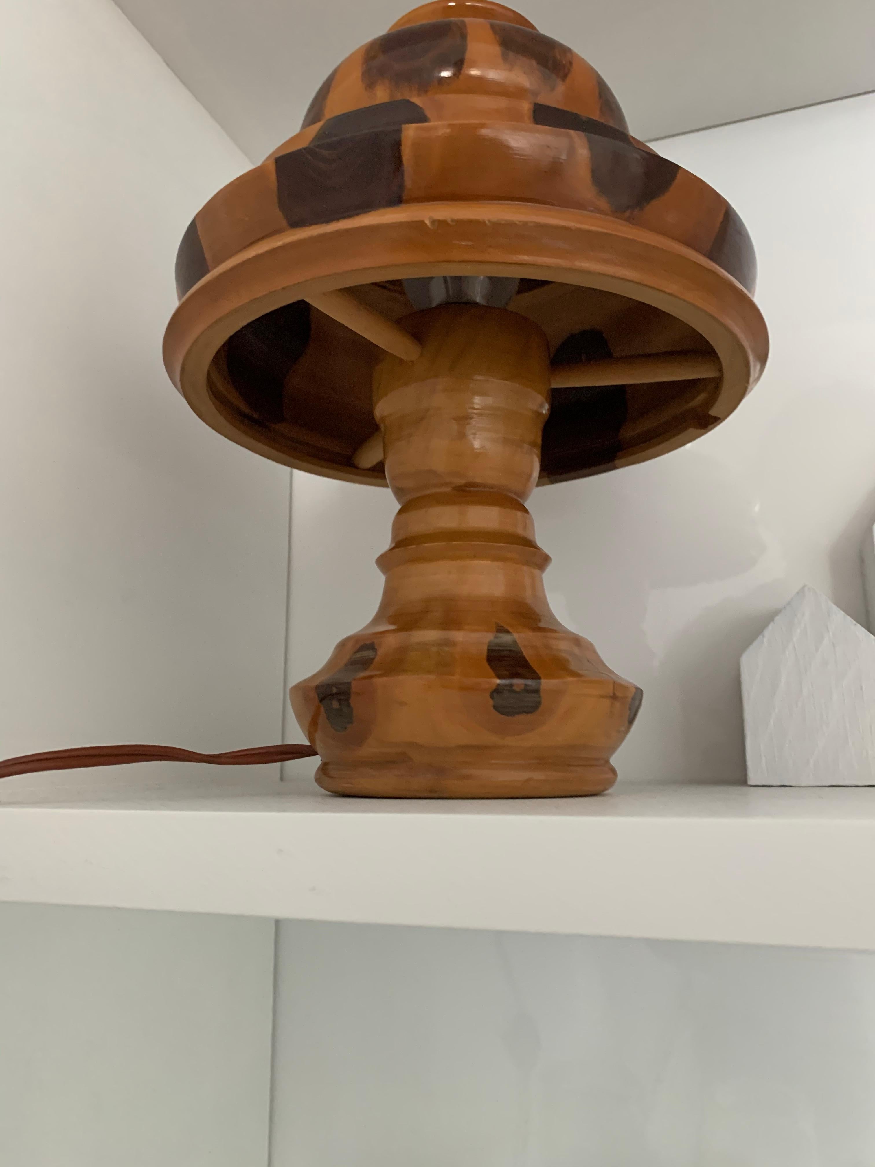 Mid-Century Modern Organic Table Desk Lamp Wood with Stunning Tree Knots Pattern 8