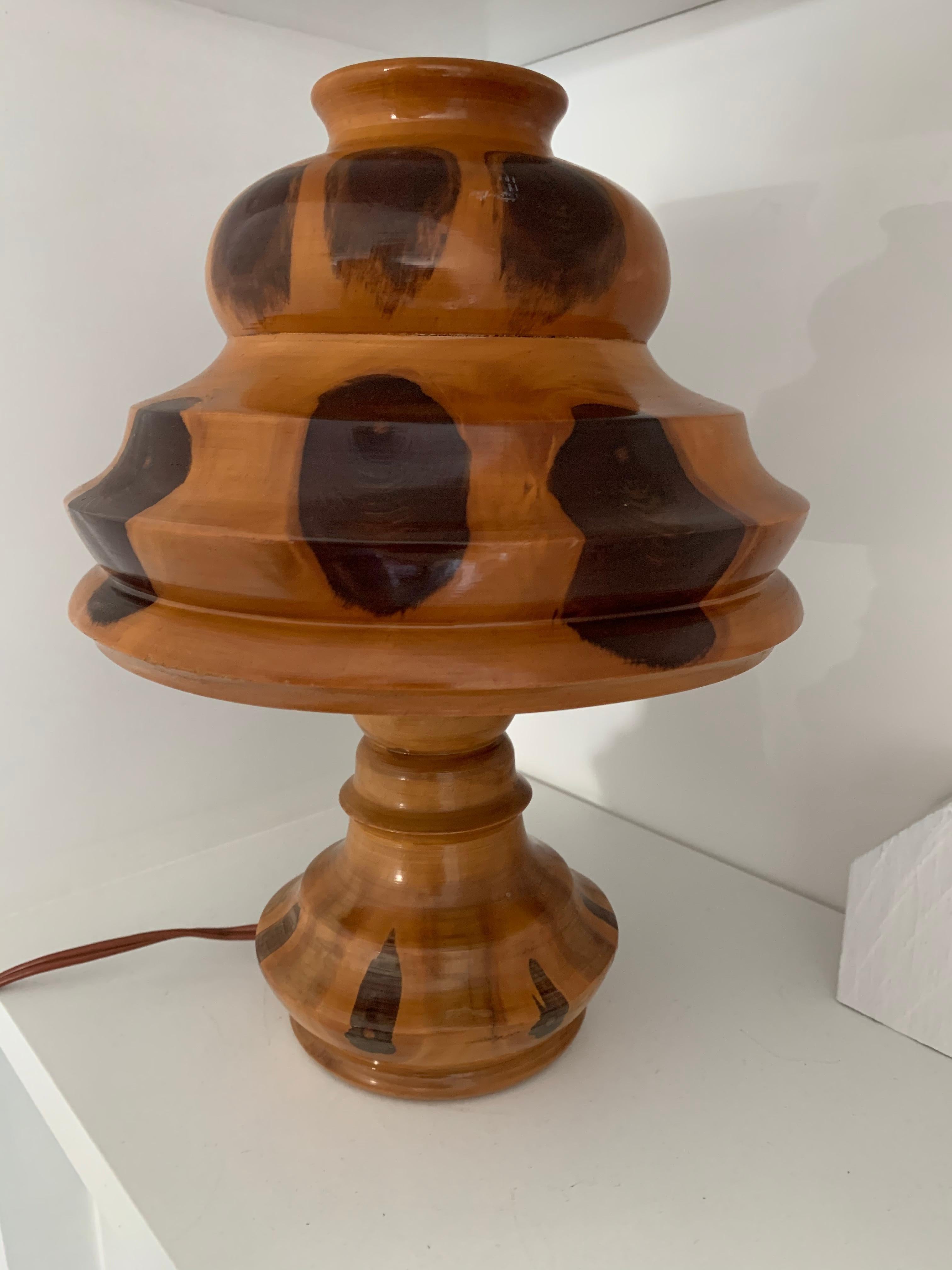 20th Century Mid-Century Modern Organic Table Desk Lamp Wood with Stunning Tree Knots Pattern