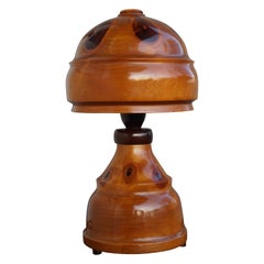 Mid-Century Modern Organic Table / Desk Lamp Wood w. Stunning Tree Knots Pattern