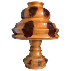 Mid-Century Modern Organic Table Desk Lamp Wood with Stunning Tree Knots Pattern