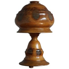 Mid-Century Modern Organic Table Desk Lamp Wood with Stunning Tree Knots Pattern