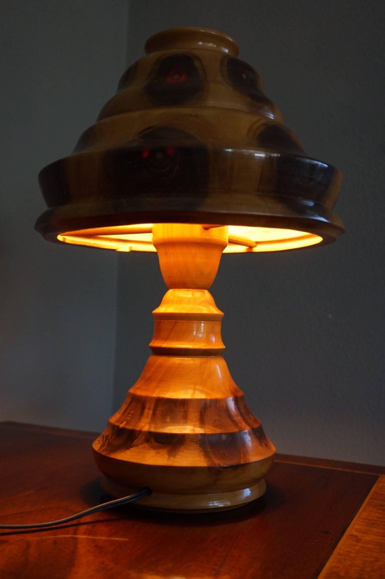 MidCentury Modern Organic Table / Desk Lamp Wood with Tree Knots Pattern at 1stDibs