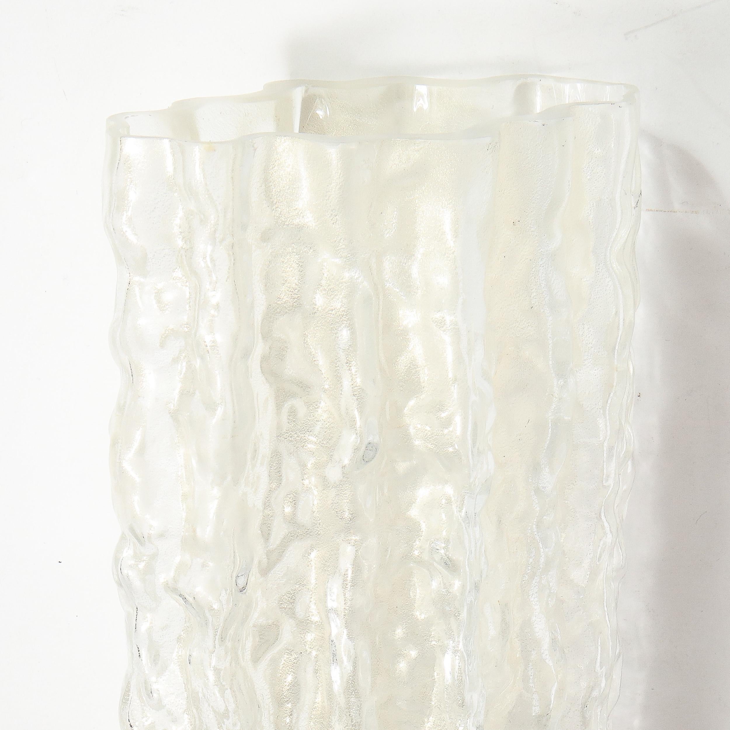 Mid-Century Modern Organic Textural Semi Translucent Murano Glass Vase For Sale 3