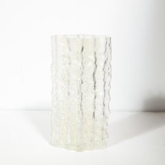 Mid-Century Modern Organic Textural Semi Translucent Murano Glass Vase