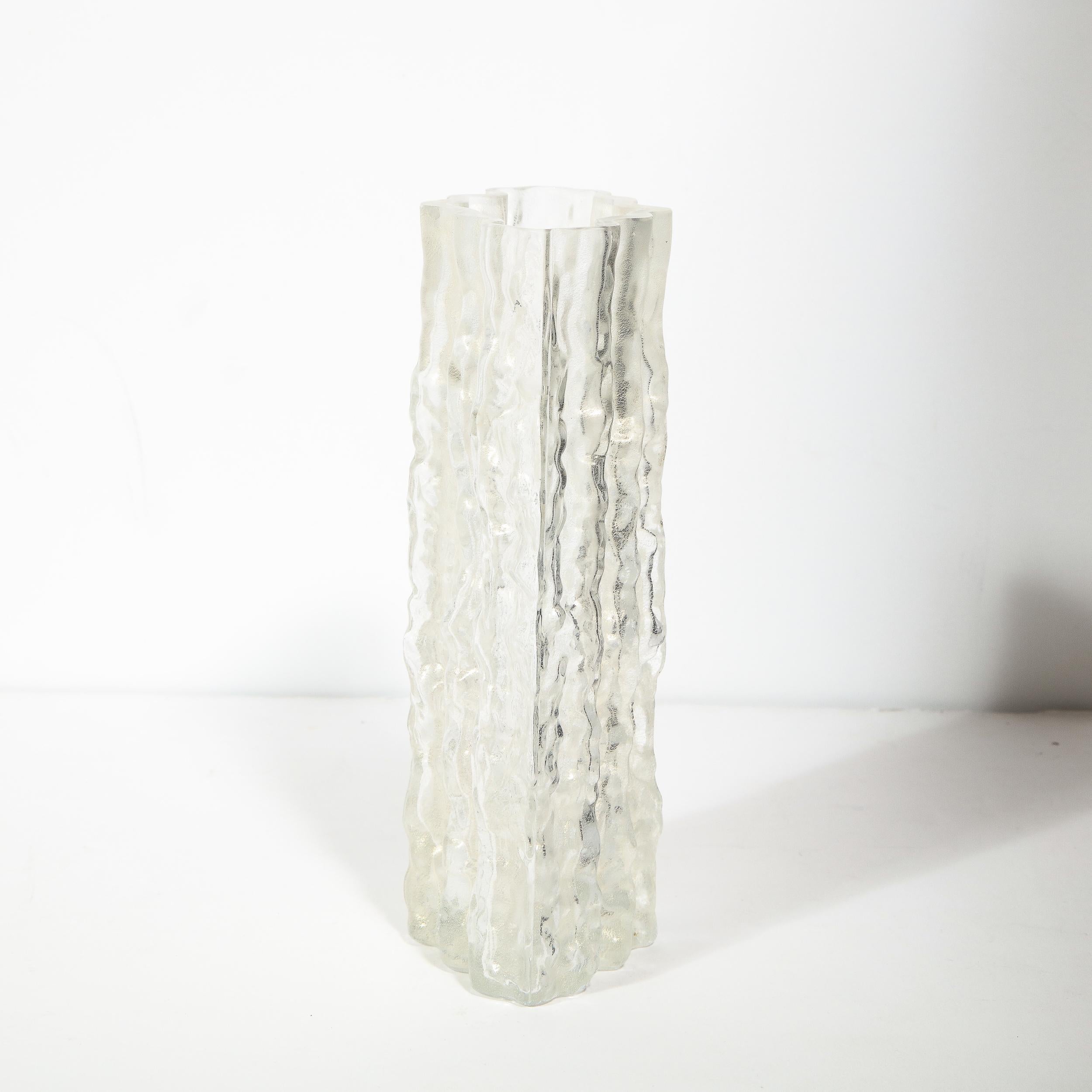 Italian Mid-Century Modern Organic Textural Semi Translucent Murano Glass Vase For Sale
