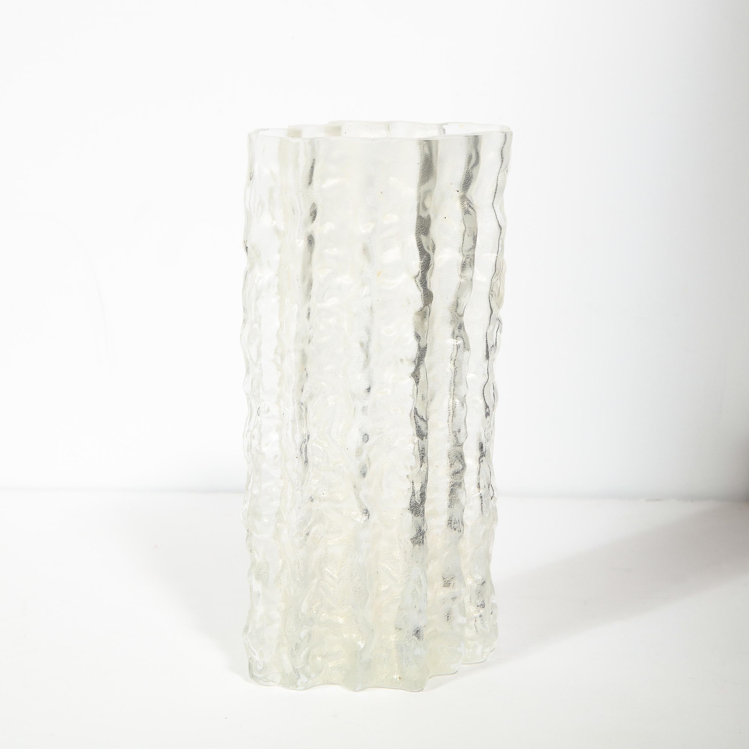 Mid-20th Century Mid-Century Modern Organic Textural Semi Translucent Murano Glass Vase For Sale