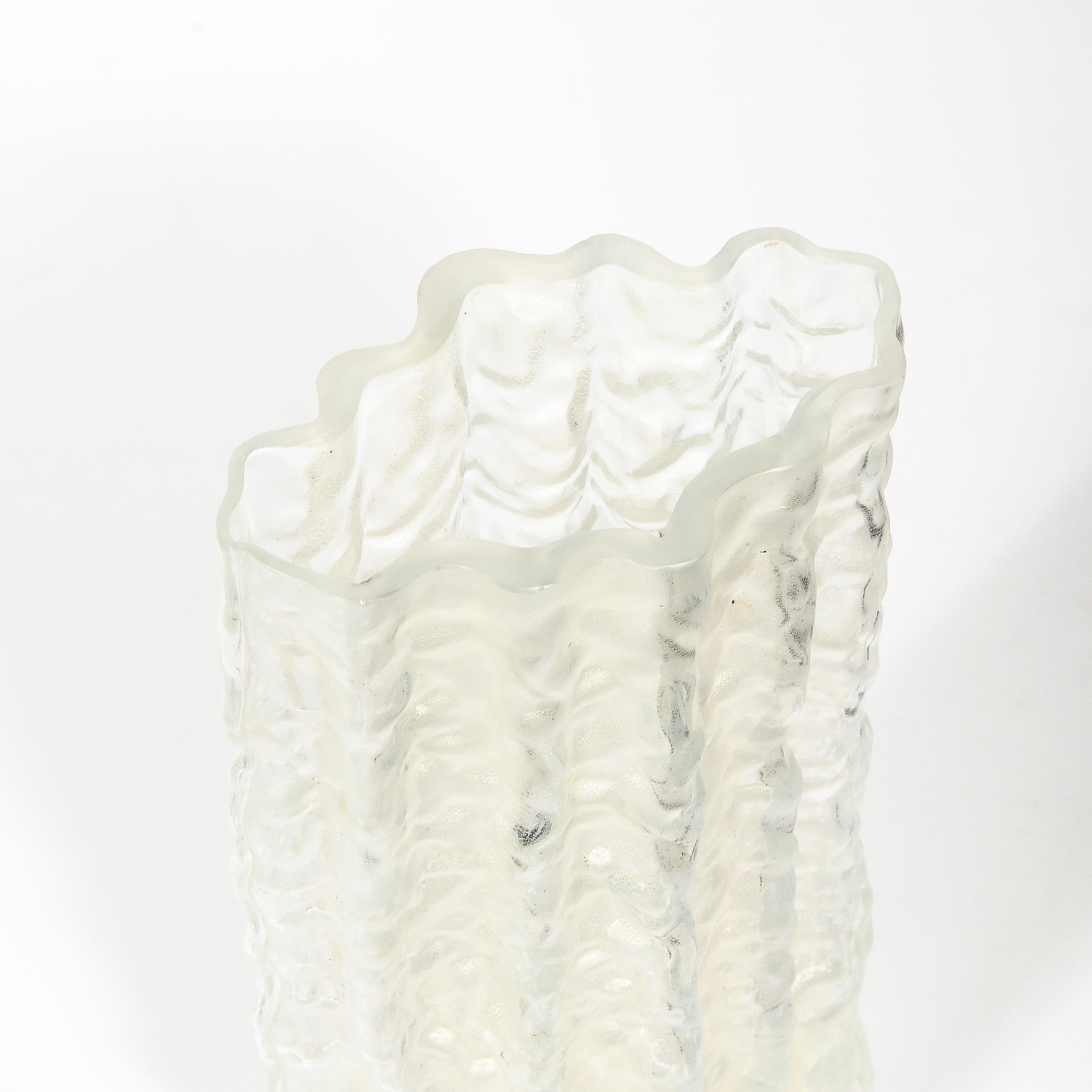 Mid-Century Modern Organic Textural Semi Translucent Murano Glass Vase For Sale 1