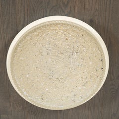 Mid-Century Modern Organic Textured Glass and White Enamel Flush Mount