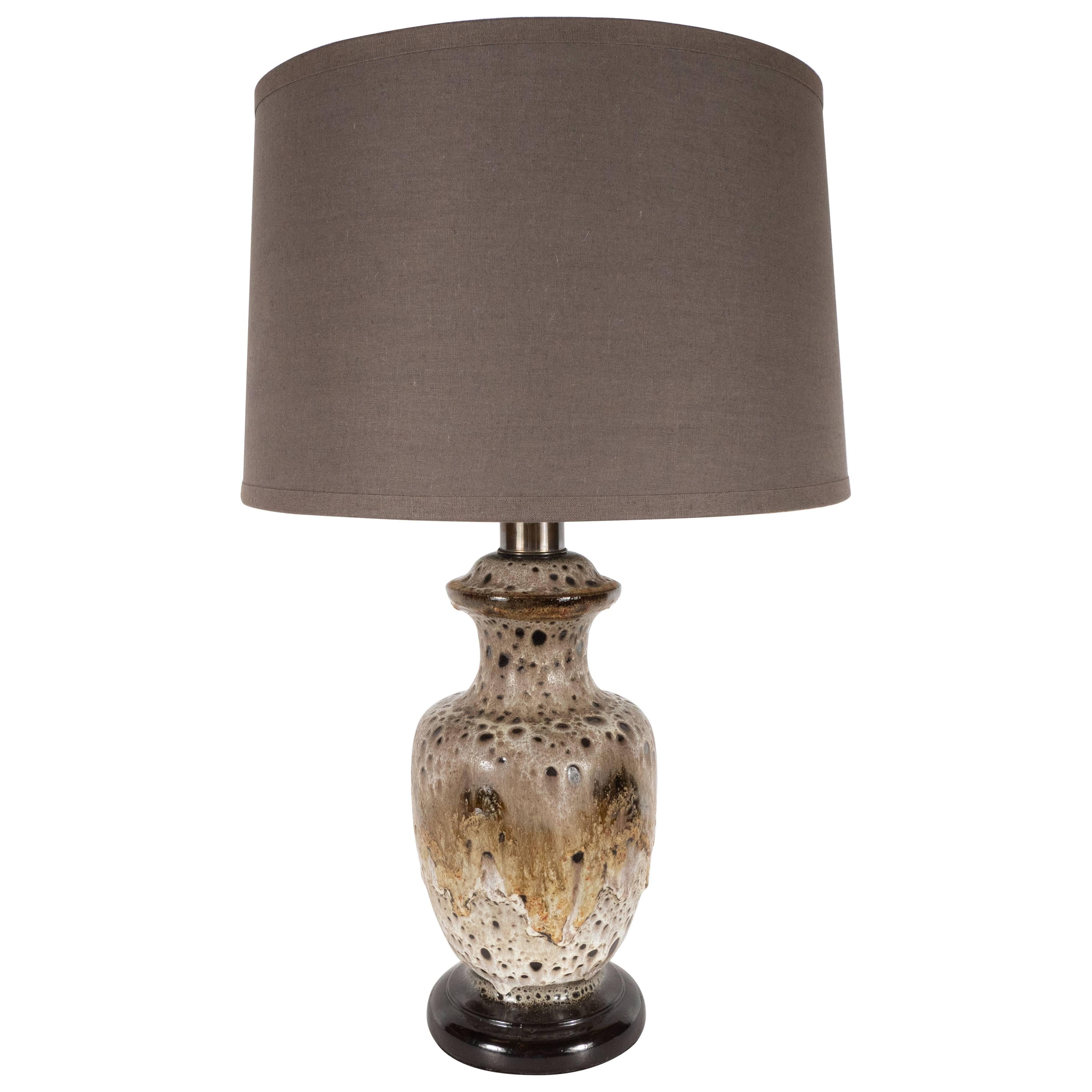 Mid-Century Modern Organic Textured Handcrafted and Glazed Ceramic Lamp