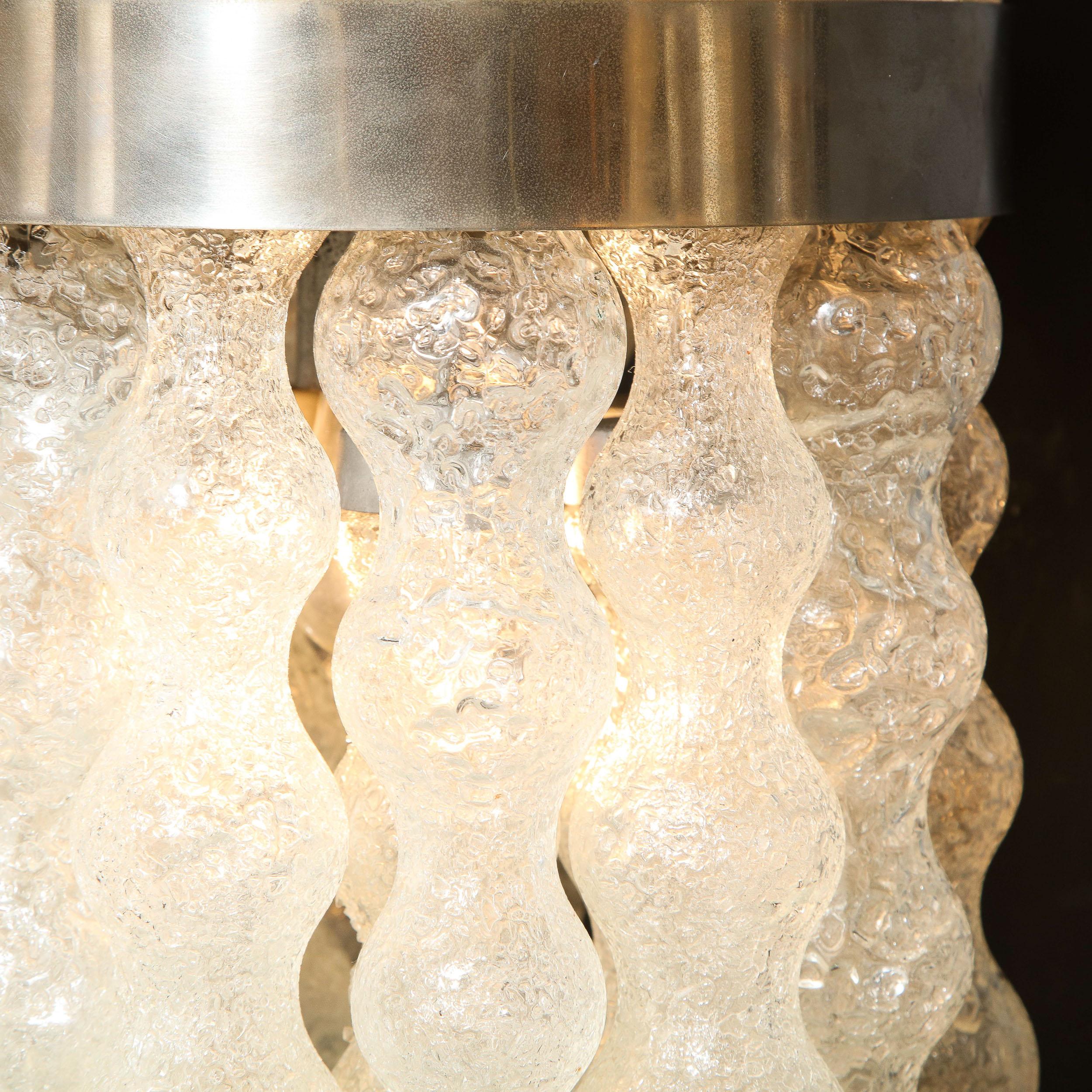 Mid Century Modern Organic Translucent Murano Glass & Brushed Aluminum Sconces 4