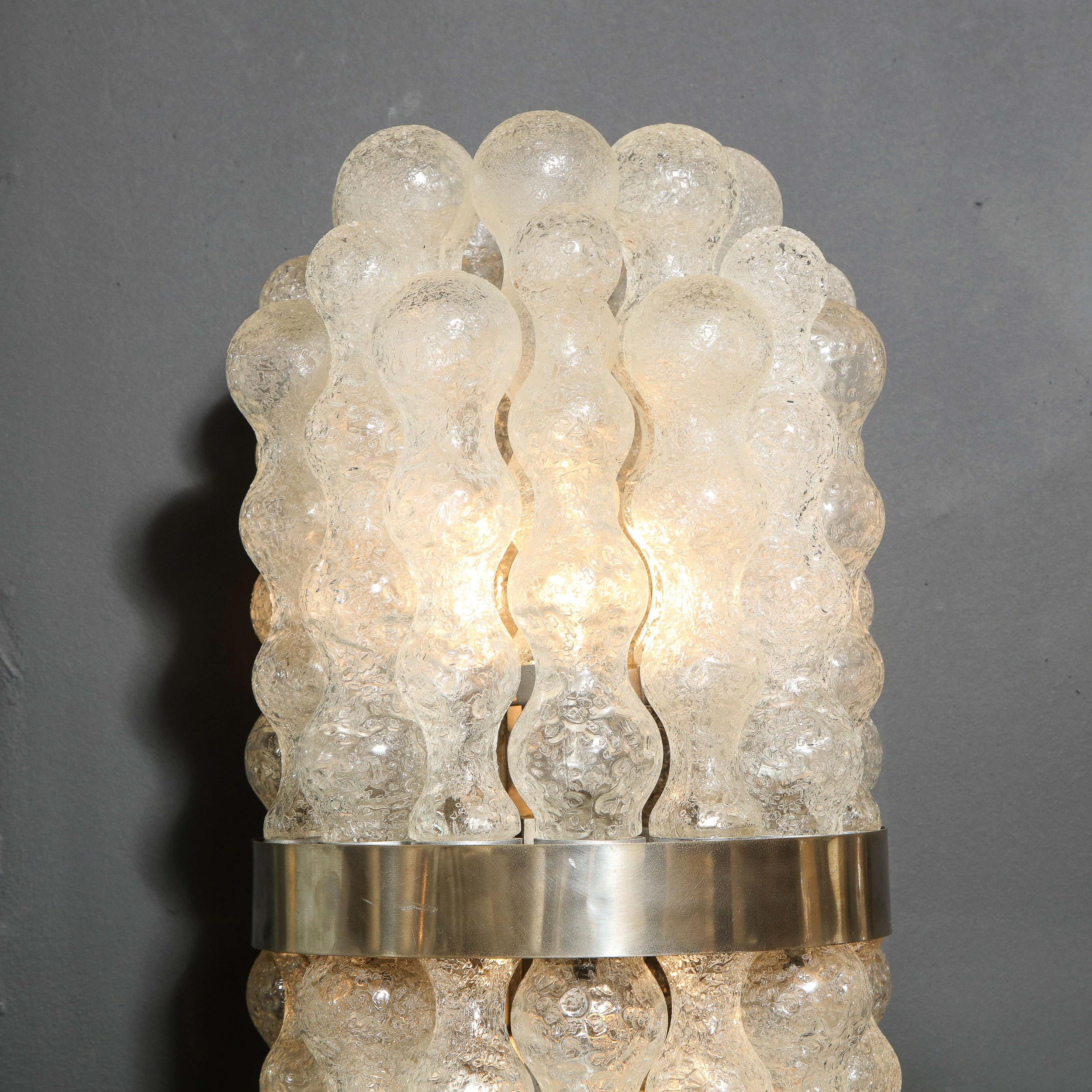 Mid Century Modern Organic Translucent Murano Glass & Brushed Aluminum Sconces 2