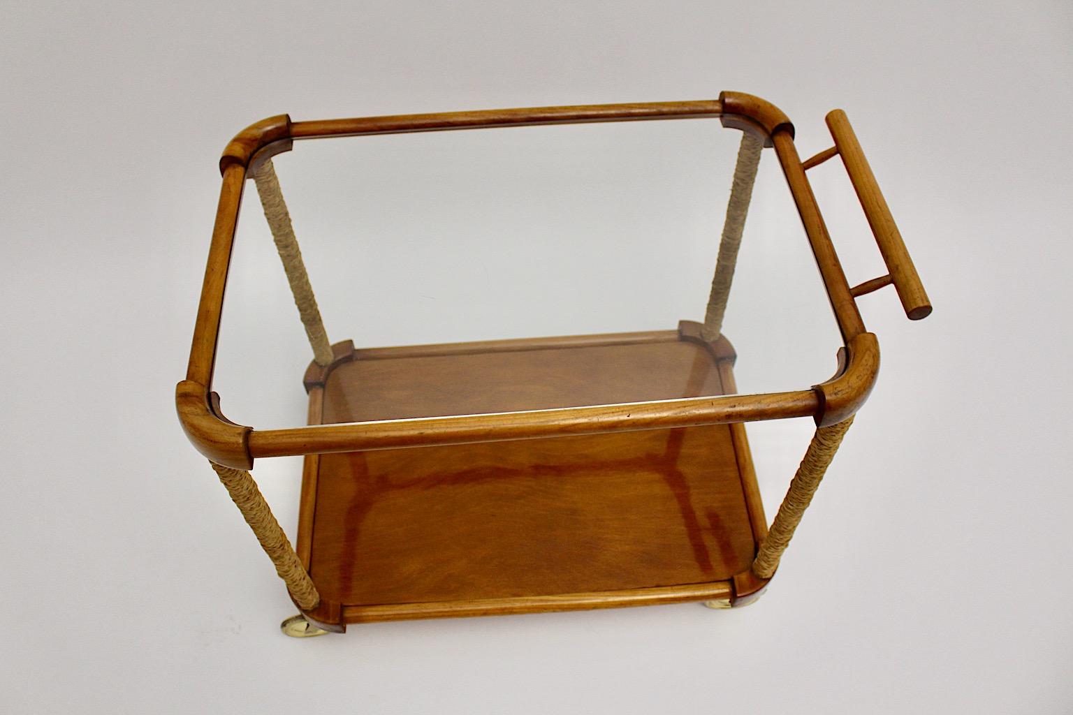 Mid-Century Modern Organic Vintage Cherry Brass Bar Cart Max Kment 1950 Austria For Sale 2