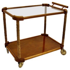 Carrello da bar organico vintage in ciliegio e ottone di metà secolo Max Kment 1950 Austria