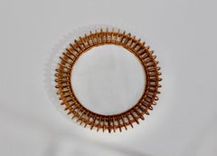 Mid Century Modern Organic Vintage Circular Sunburst Wall Mirror 1960s Italy
