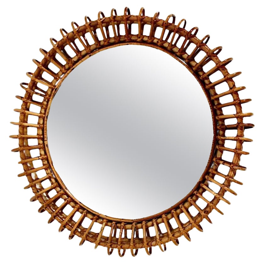 Specchio da parete circolare a raggiera organico vintage del Mid Century Modern 1960 Italia