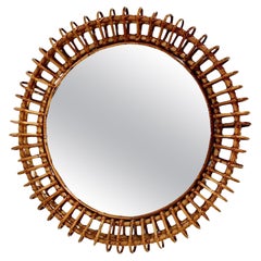 Specchio da parete circolare a raggiera organico vintage del Mid Century Modern 1960 Italia