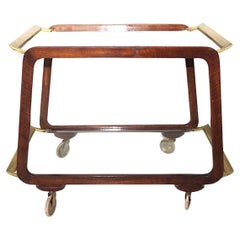 Mid Century Modern Organic Vintage Walnut Brass Bar Cart Vienna Austria, 1950s