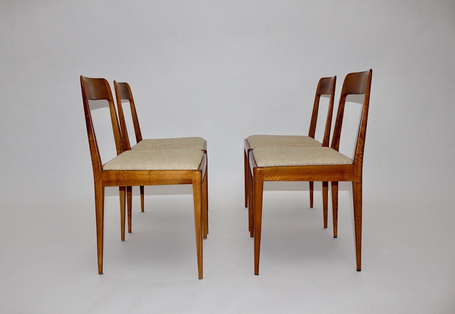 Austrian Mid-Century Modern Organic Walnut Dining Chairs A7 Carl Auböck 1950s Vienna For Sale