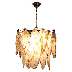 Mid-Century Modern Organic White Caramel Murano Glass Italian Ceiling Lamp, 1960