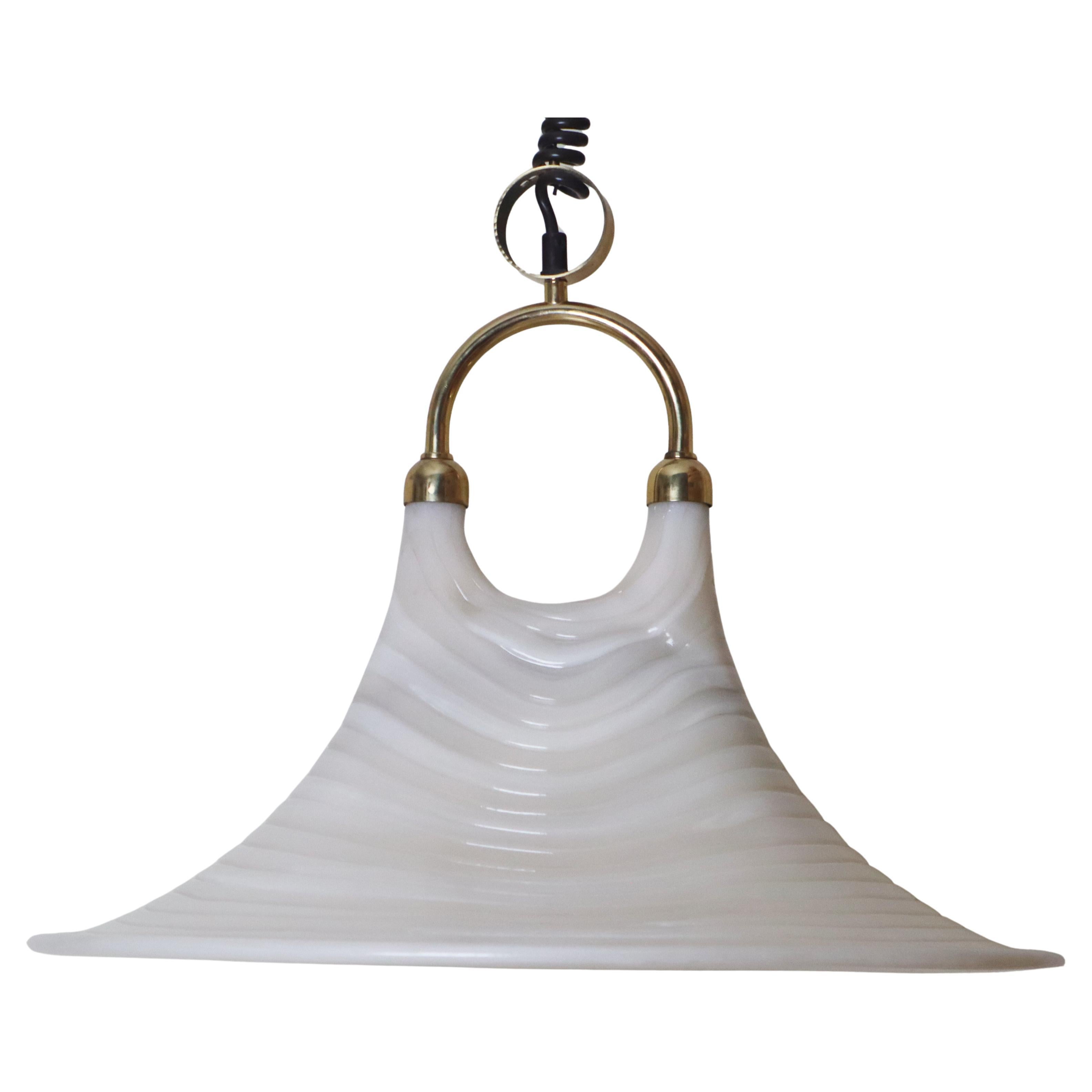 Mid-Century Modern Organic White Gold Pendant Lamp With Pull Mechanism For Sale