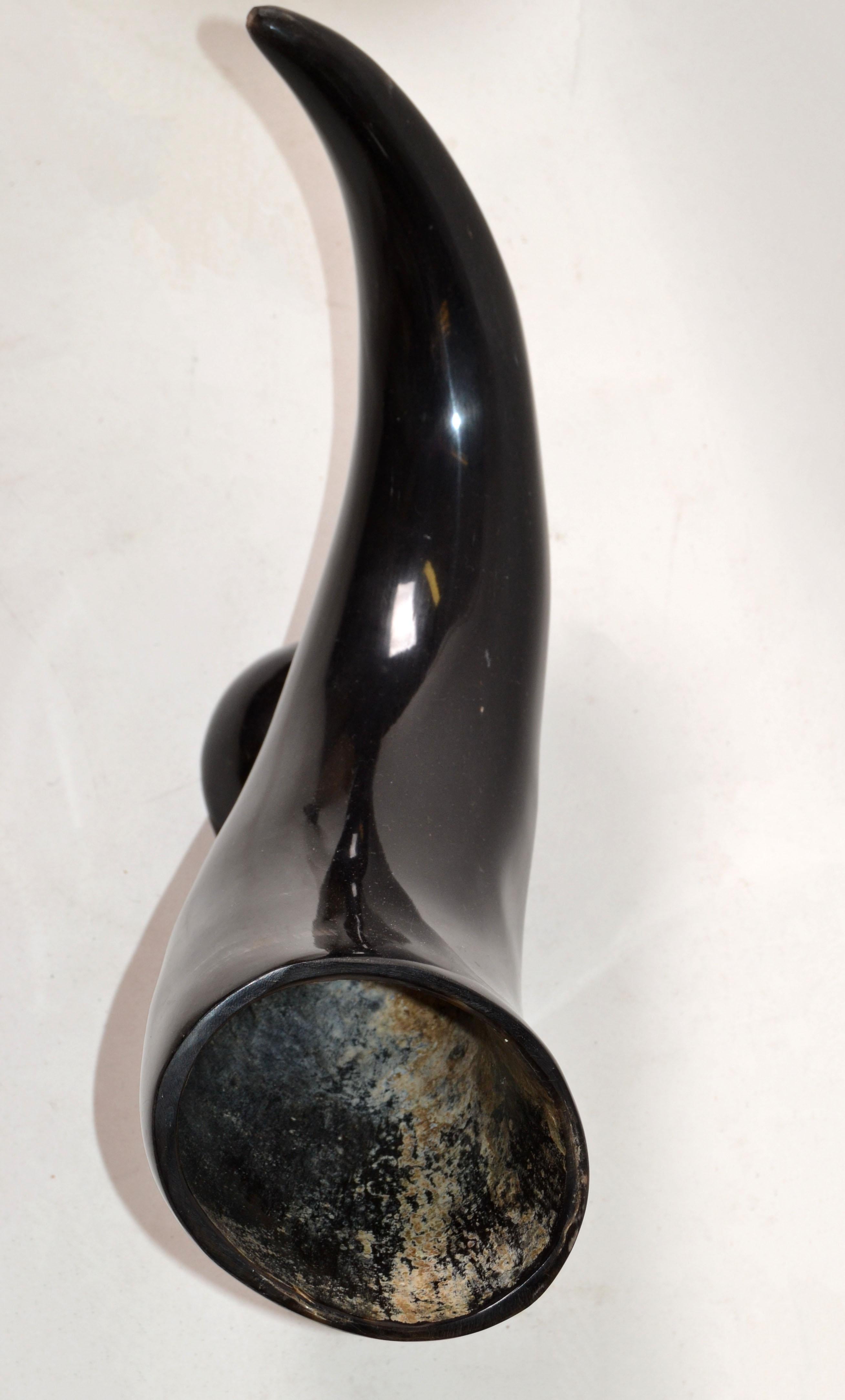 American Mid-Century Modern Original Animal Black Horn Table Sculpture, Centerpiece Base For Sale