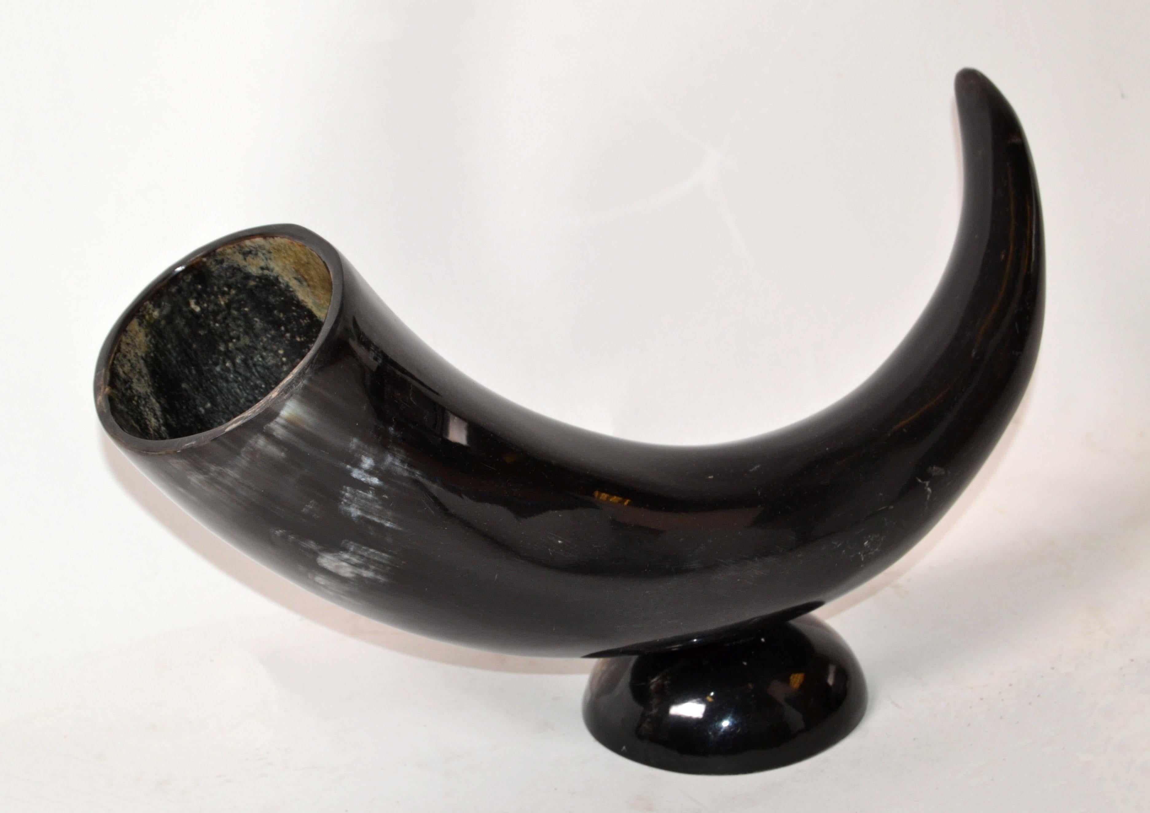 Mid-Century Modern Original Animal Black Horn Table Sculpture, Centerpiece Base For Sale 1