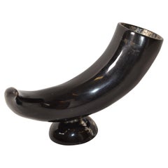 Mid-Century Modern Original Animal Black Horn Table Sculpture, Centerpiece Base