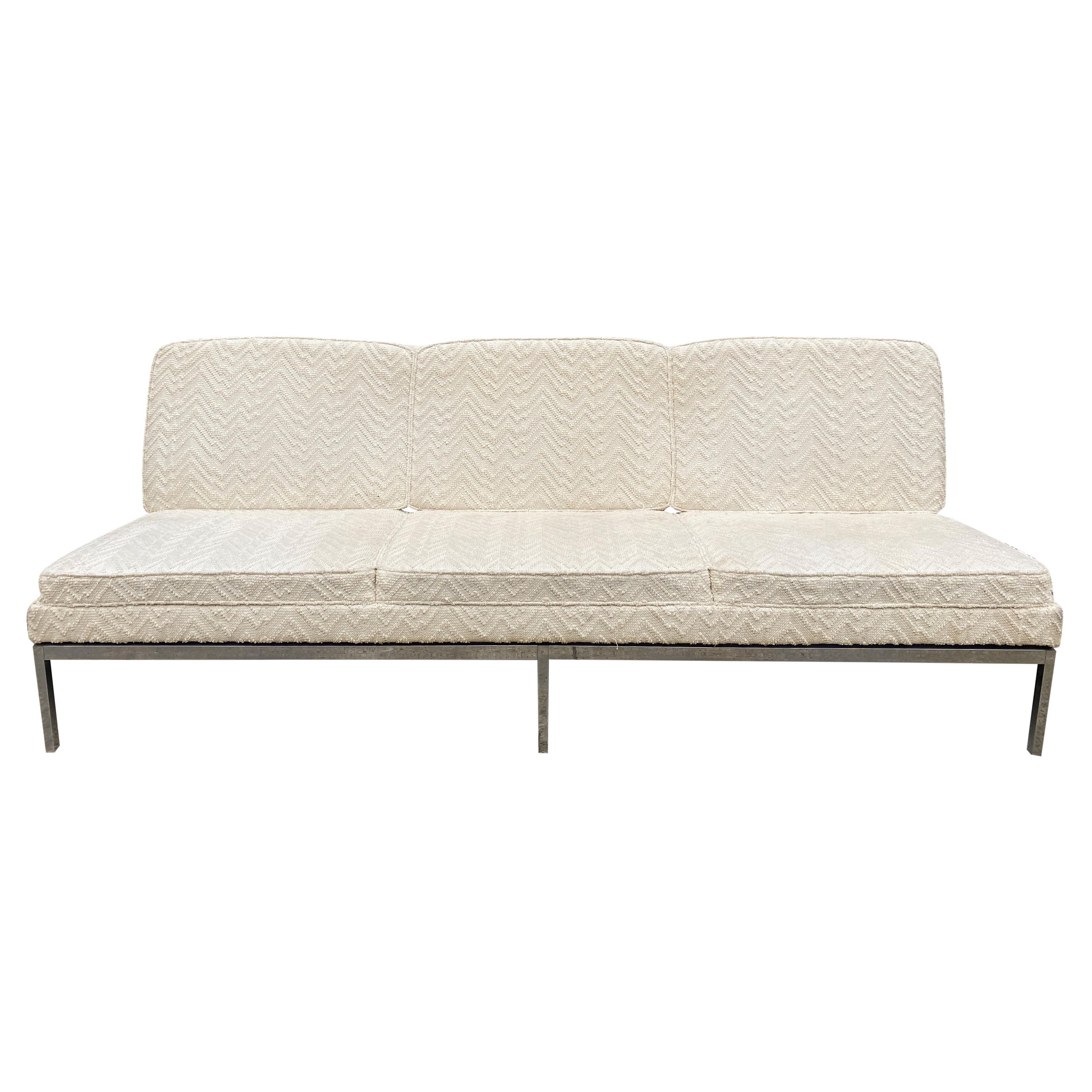 Mid-Century Modern Original Florence Knoll Loveseat 3-Seat Sofa Chenille