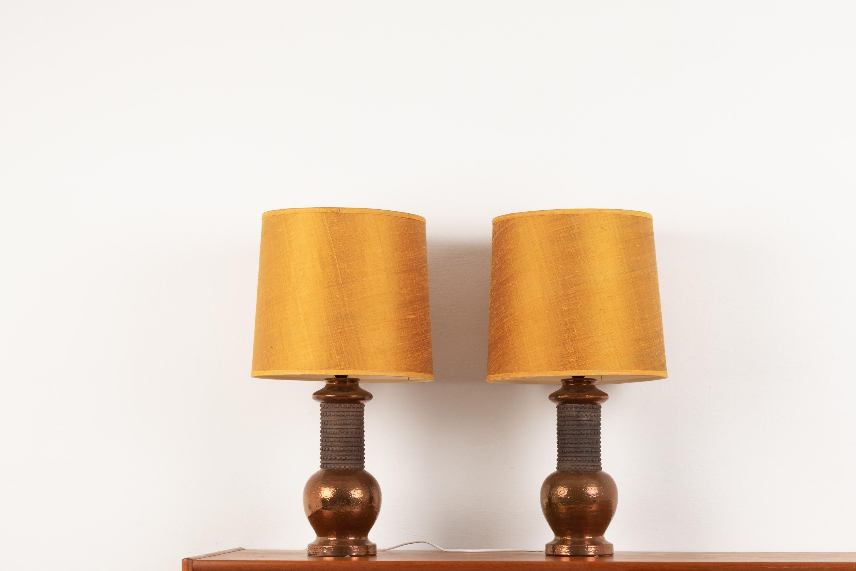 Mid-Century Modern Original Italian Bitossi Copper Lamps In Good Condition In Kramfors, SE