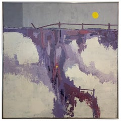 Mid-Century Modern Original Oil Painting circa 1960s Abstract