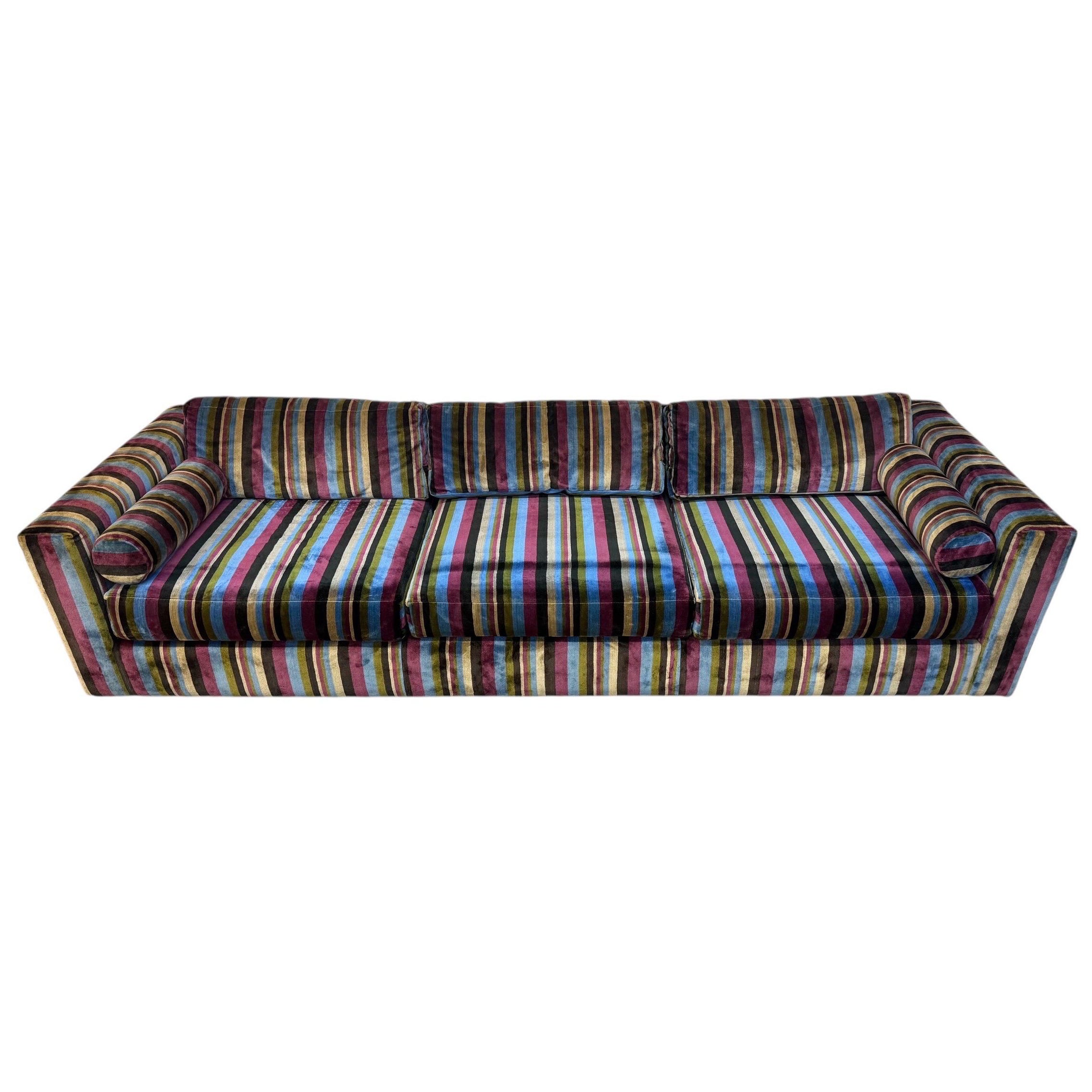 Mid-Century Modern Original Striped Upholstered Sofa