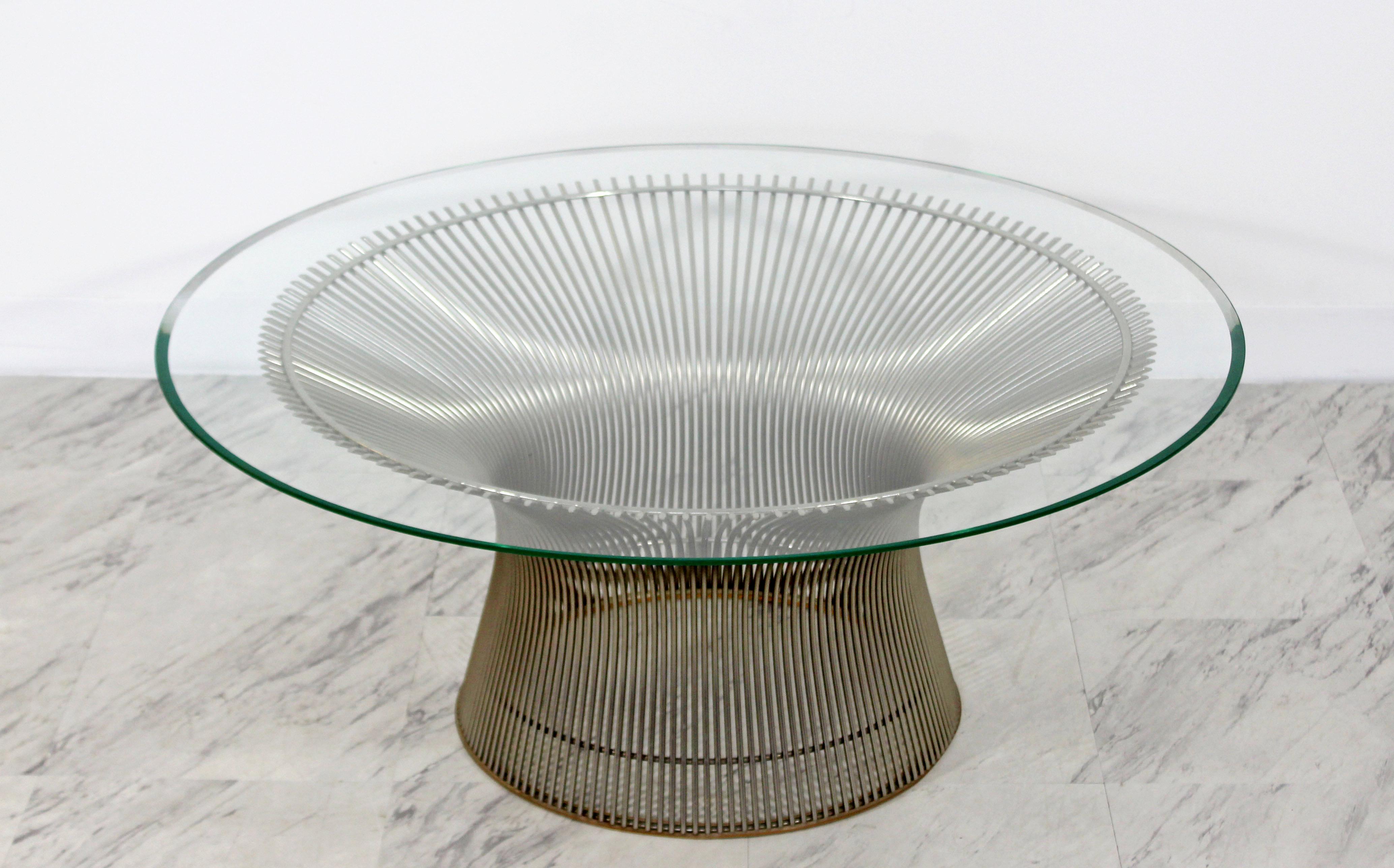 American Mid-Century Modern Original Warren Platner Knoll Wire Glass Coffee Table, 1966